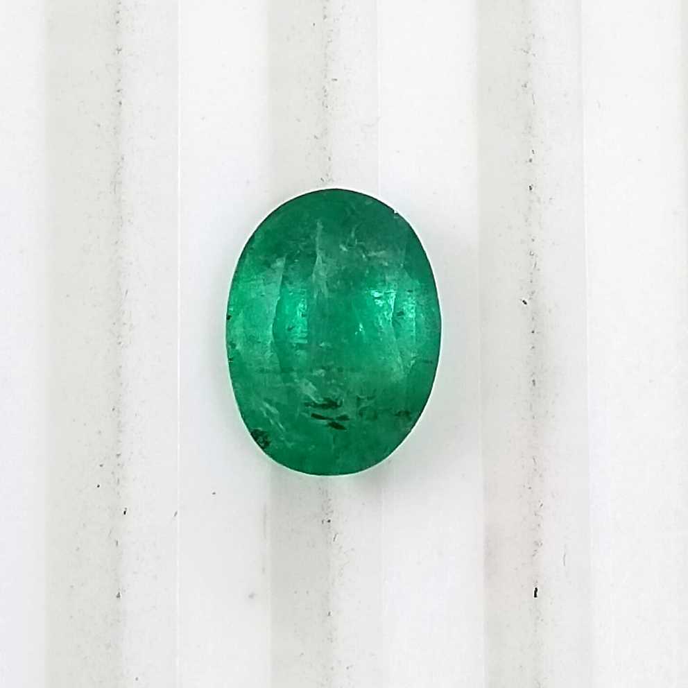 1.82ct GSI certified medium sea green oval cut Zambian emerald 
