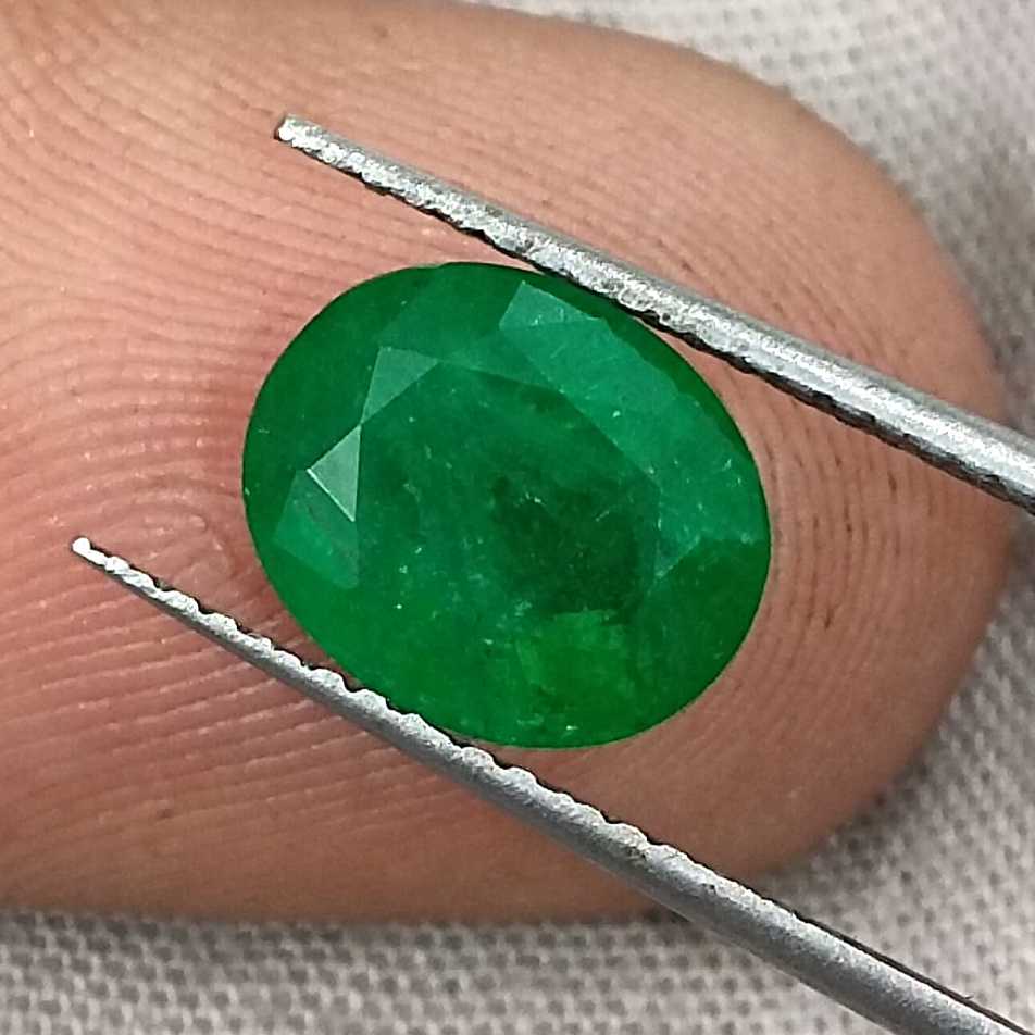 1.95ct Certified deep vivid green Zambian emerald oval cut Loose Stone /