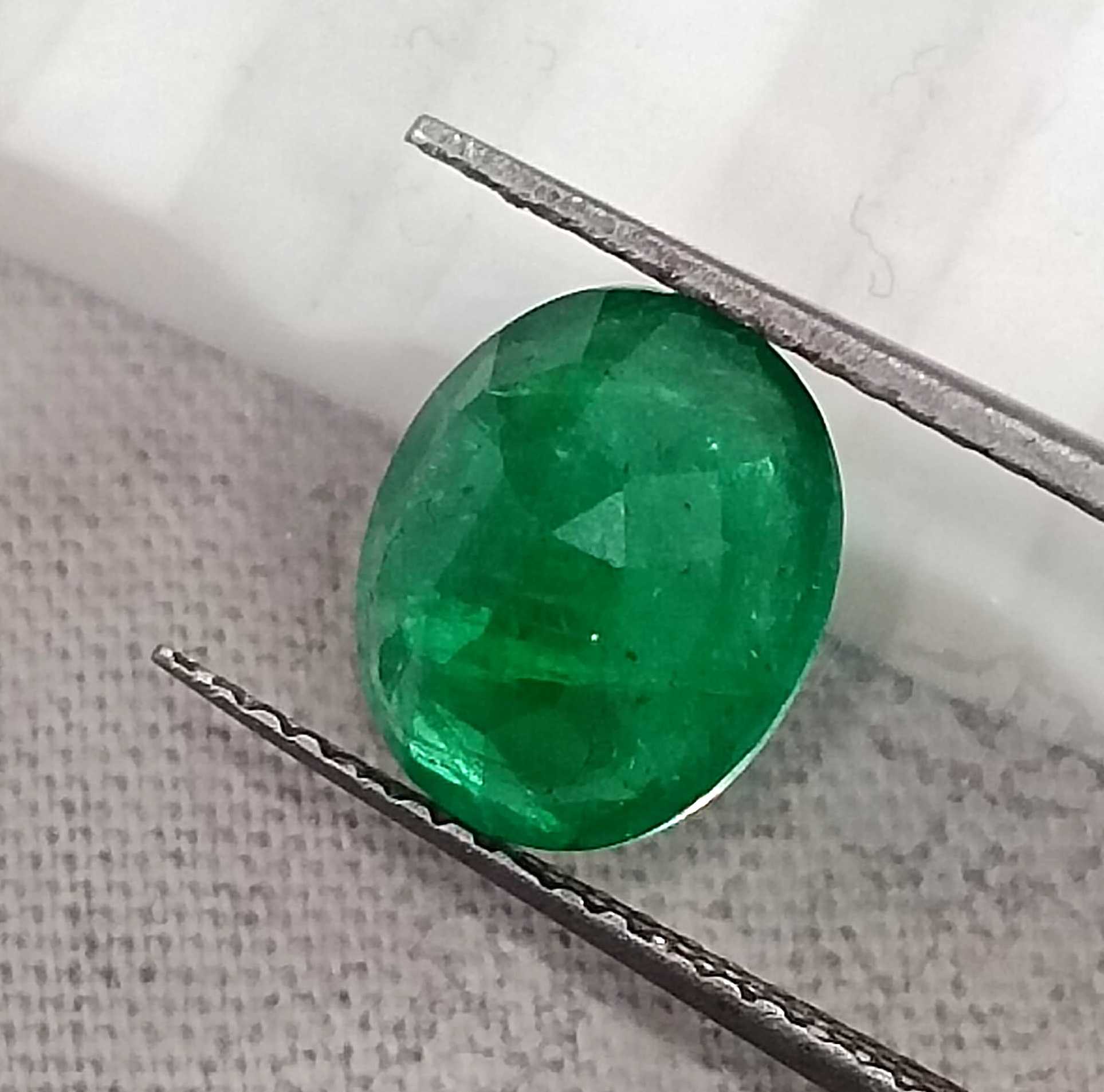 1.95ct Certified deep vivid green Zambian emerald oval cut Loose Stone 