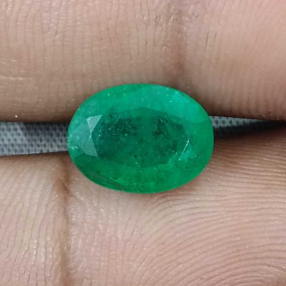 3.00ct GSI certified grass green oval cut Zambian emerald natural loose gemstone