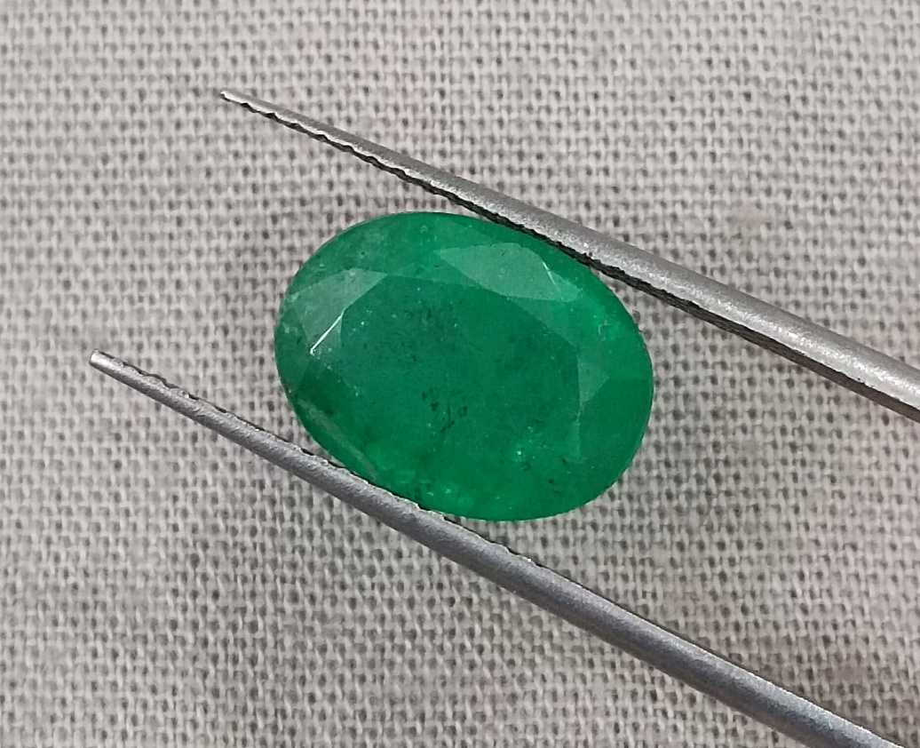 3.00ct GSI certified grass green oval cut Zambian emerald natural loose gemstone