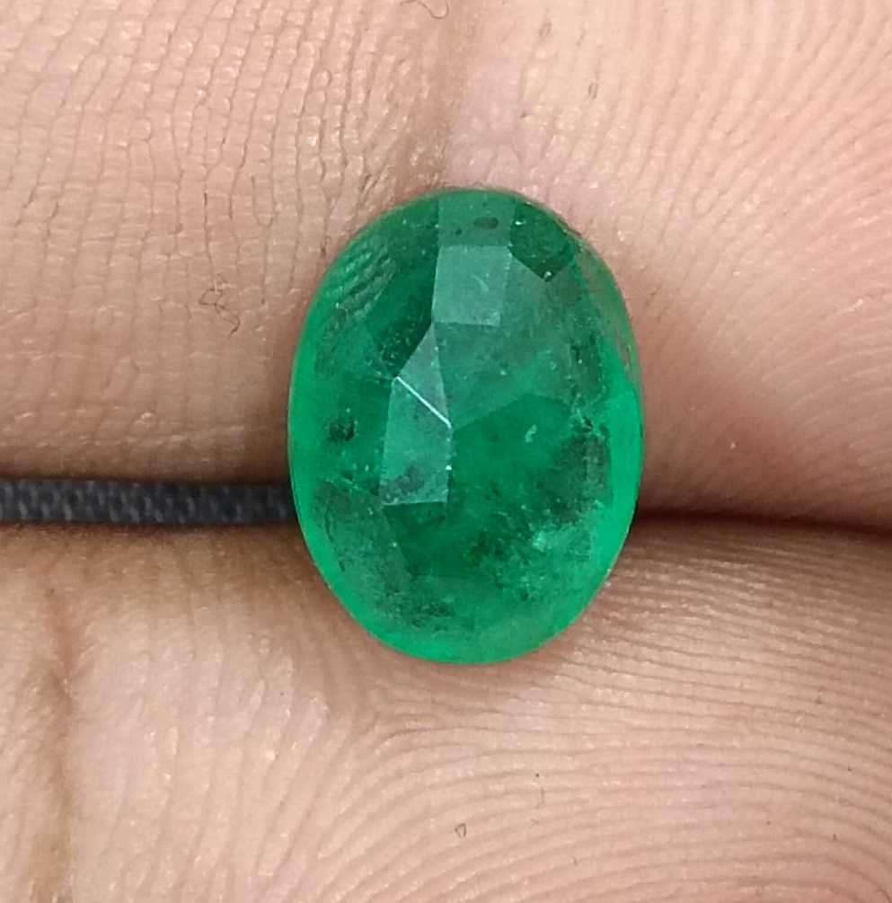 3.00ct GSI certified grass green oval cut Zambian emerald natural loose gemstone