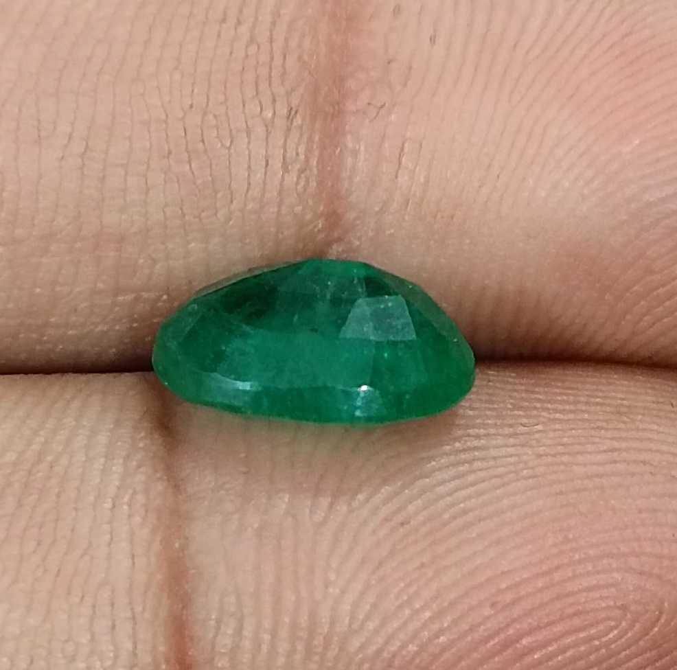 3.00ct GSI certified grass green oval cut Zambian emerald natural loose gemstone