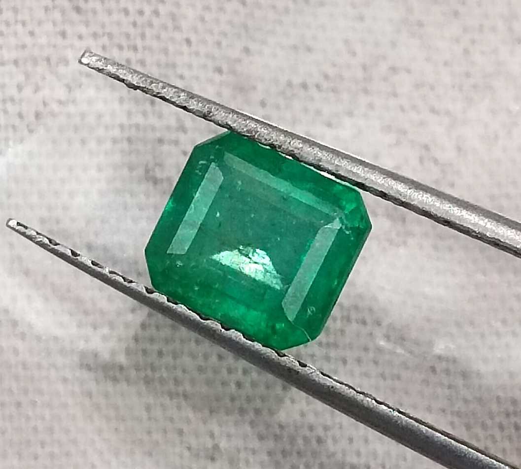 1.35ct Zambian emerald certified octagon cut loose gemstone 