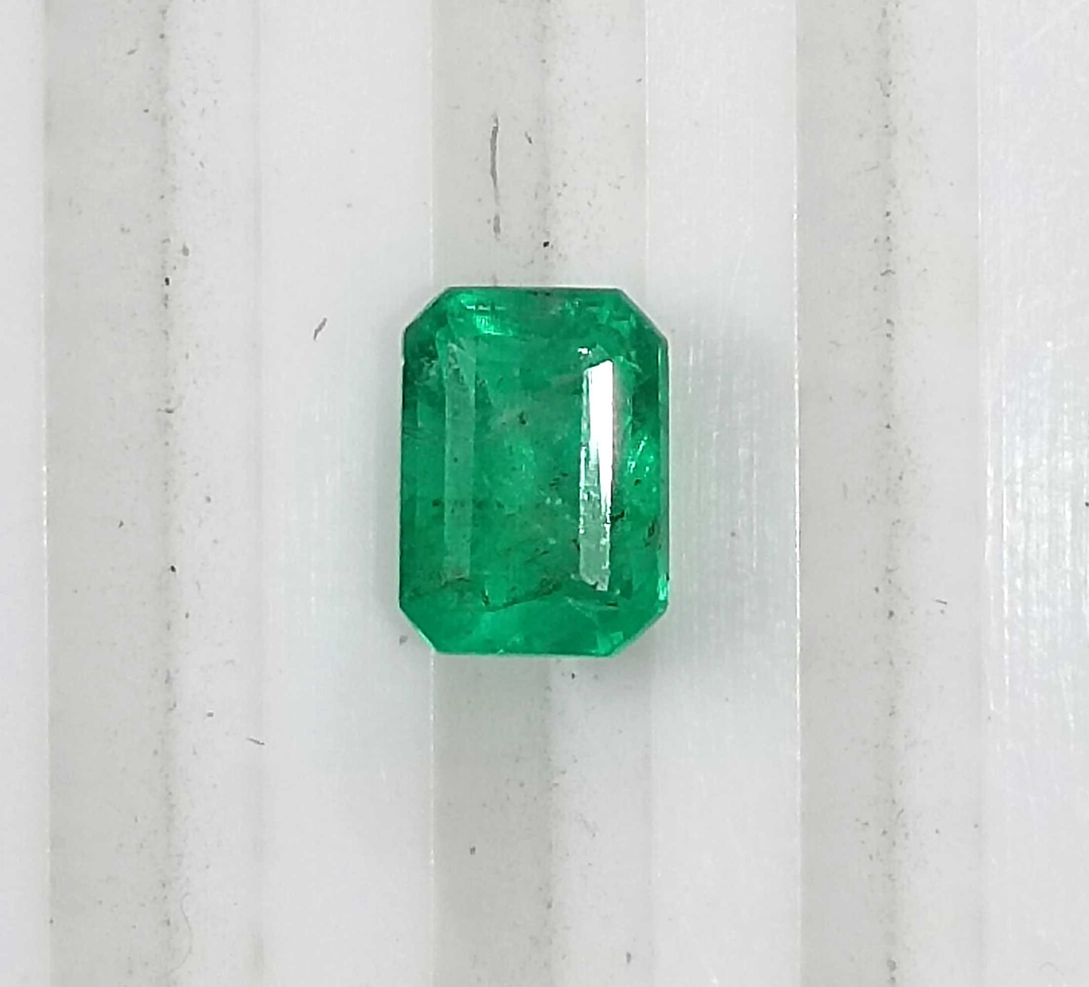 1.32ct GSI certified bright neon green Panjshir emerald octagon cut 