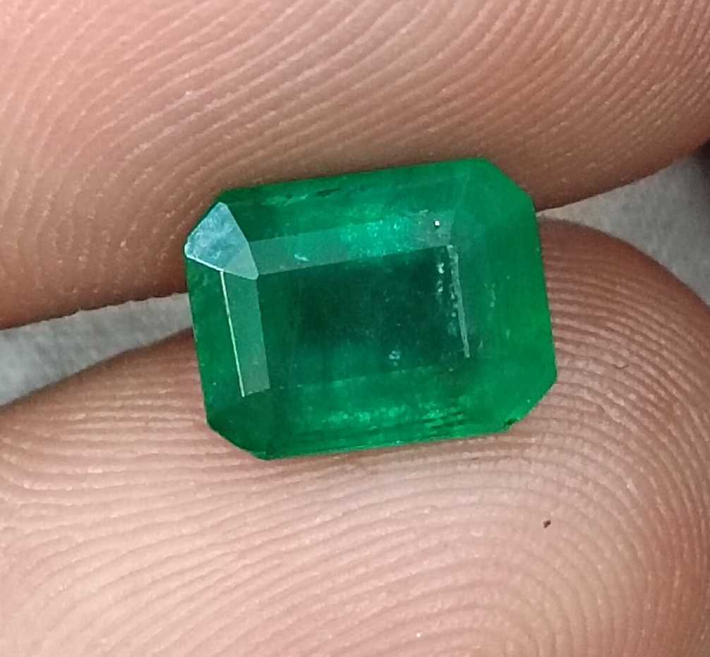 2.19ct GSI certified deep velvet green Octagon cut Zambian emerald 