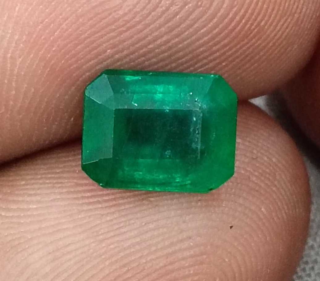 2.19ct GSI certified deep velvet green Octagon cut Zambian emerald 