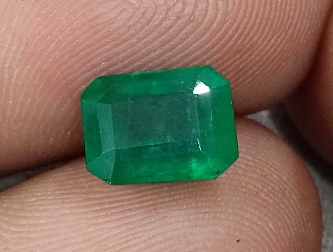 2.19ct GSI certified deep velvet green Octagon cut Zambian emerald 