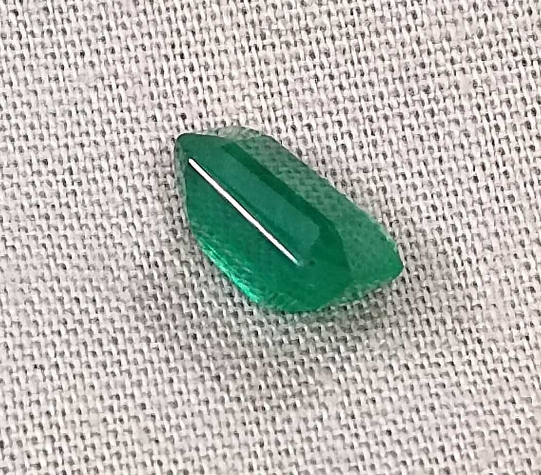 2.19ct GSI certified deep velvet green Octagon cut Zambian emerald 
