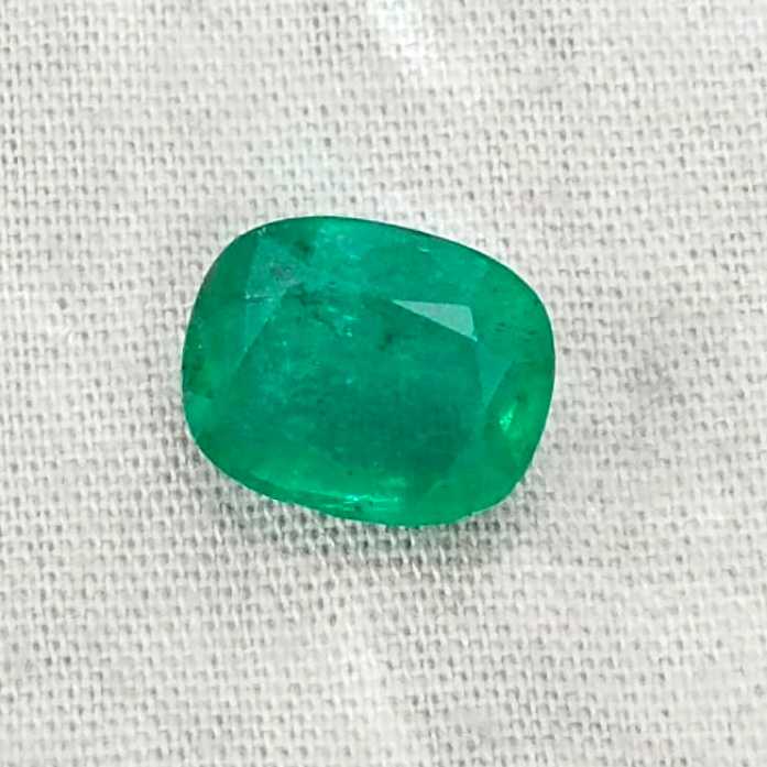 3.64ct Certified Zambian emerald natural cushion cut loose stone