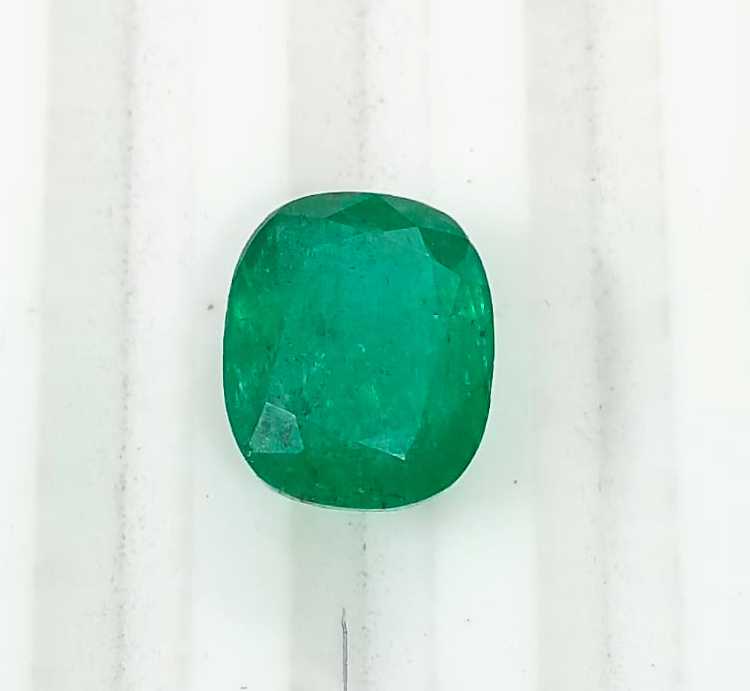 3.64ct Certified Zambian emerald natural cushion cut loose stone