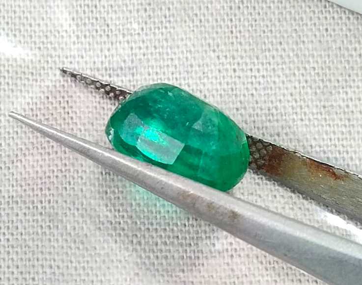 3.64ct Certified Zambian emerald natural cushion cut loose stone