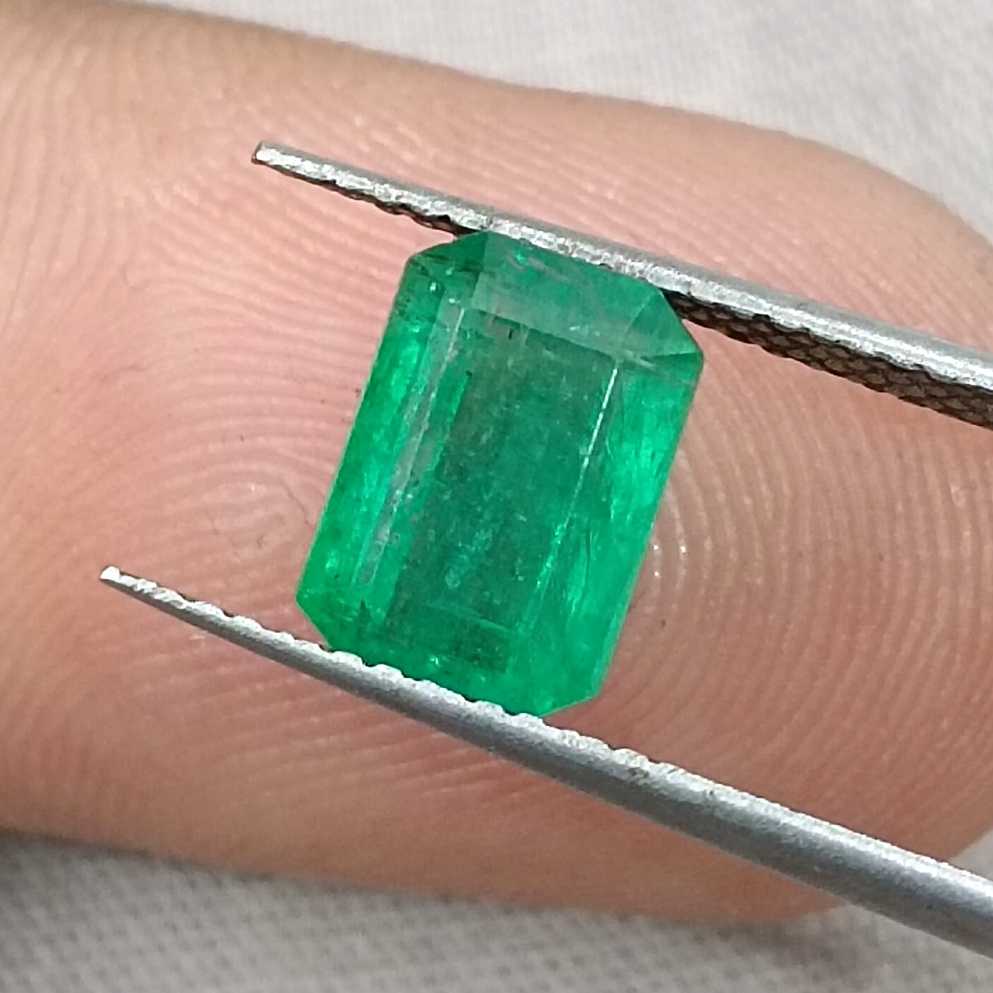 1.96ct Panjshir emerald GSI certified neon green octagon cut gemstone /