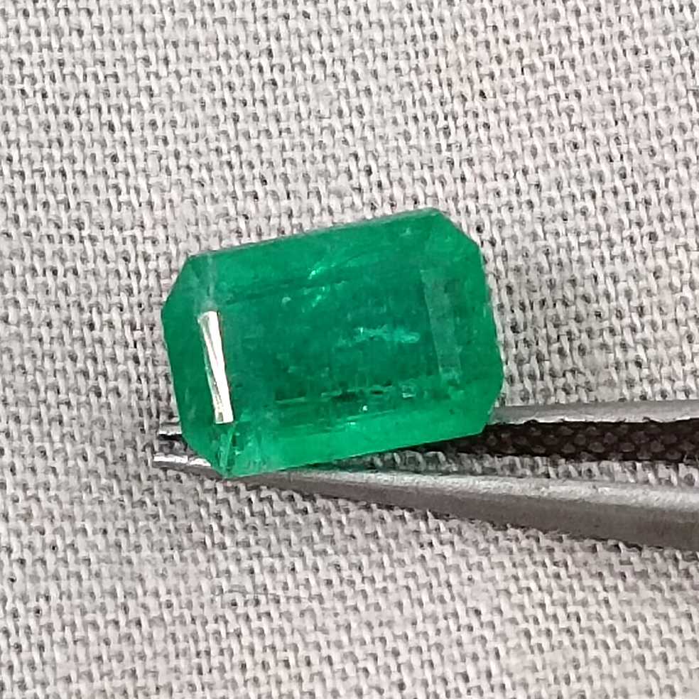 1.96ct Panjshir emerald GSI certified neon green octagon cut gemstone 