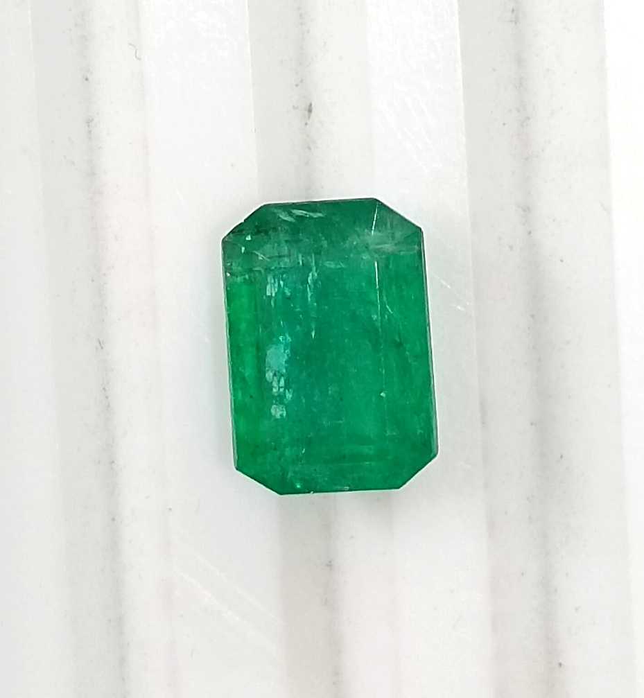 1.96ct Panjshir emerald GSI certified neon green octagon cut gemstone 