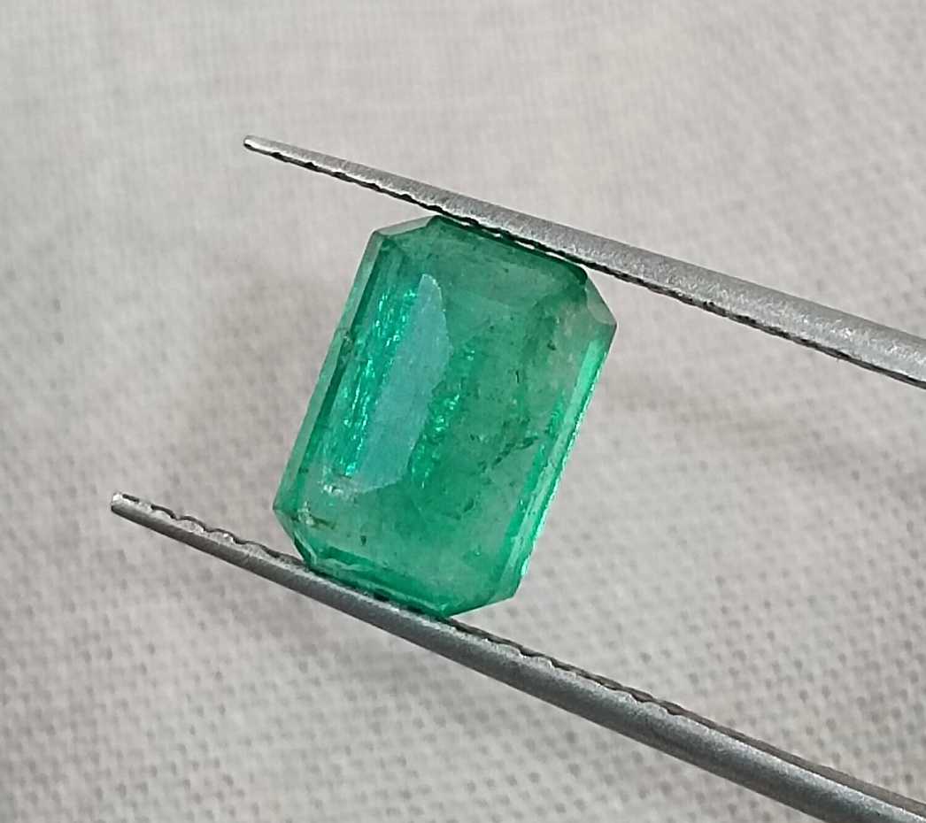 1.96ct Panjshir emerald GSI certified neon green octagon cut gemstone 