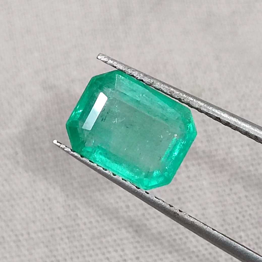 2.14ct GSI certified medium light green Zambian emerald Octagon Cut Stone /