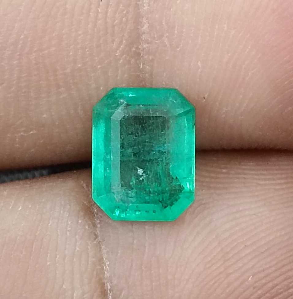 2.14ct GSI certified medium light green Zambian emerald Octagon Cut Stone 