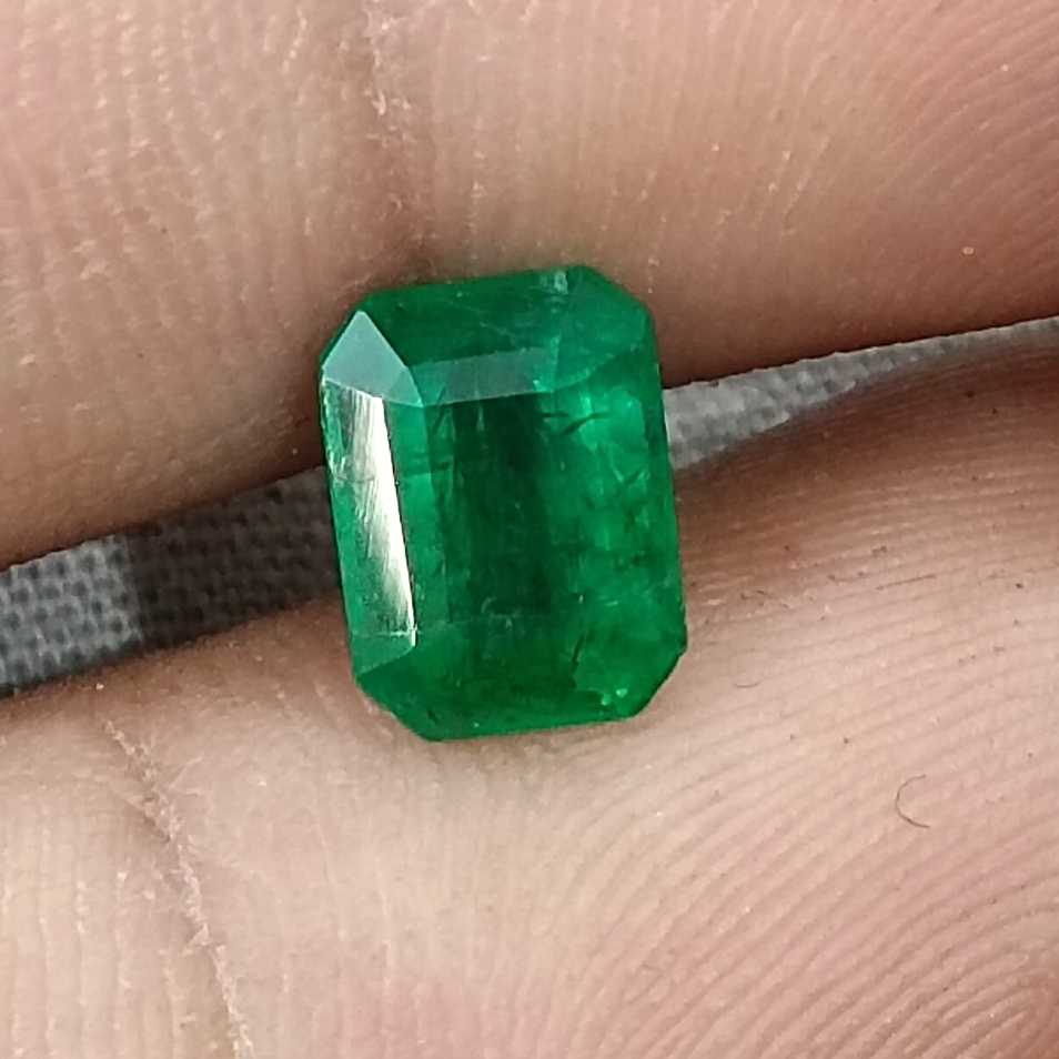 1.65ct Deep vivid green GSI certified Zambian emerald octagon cut /