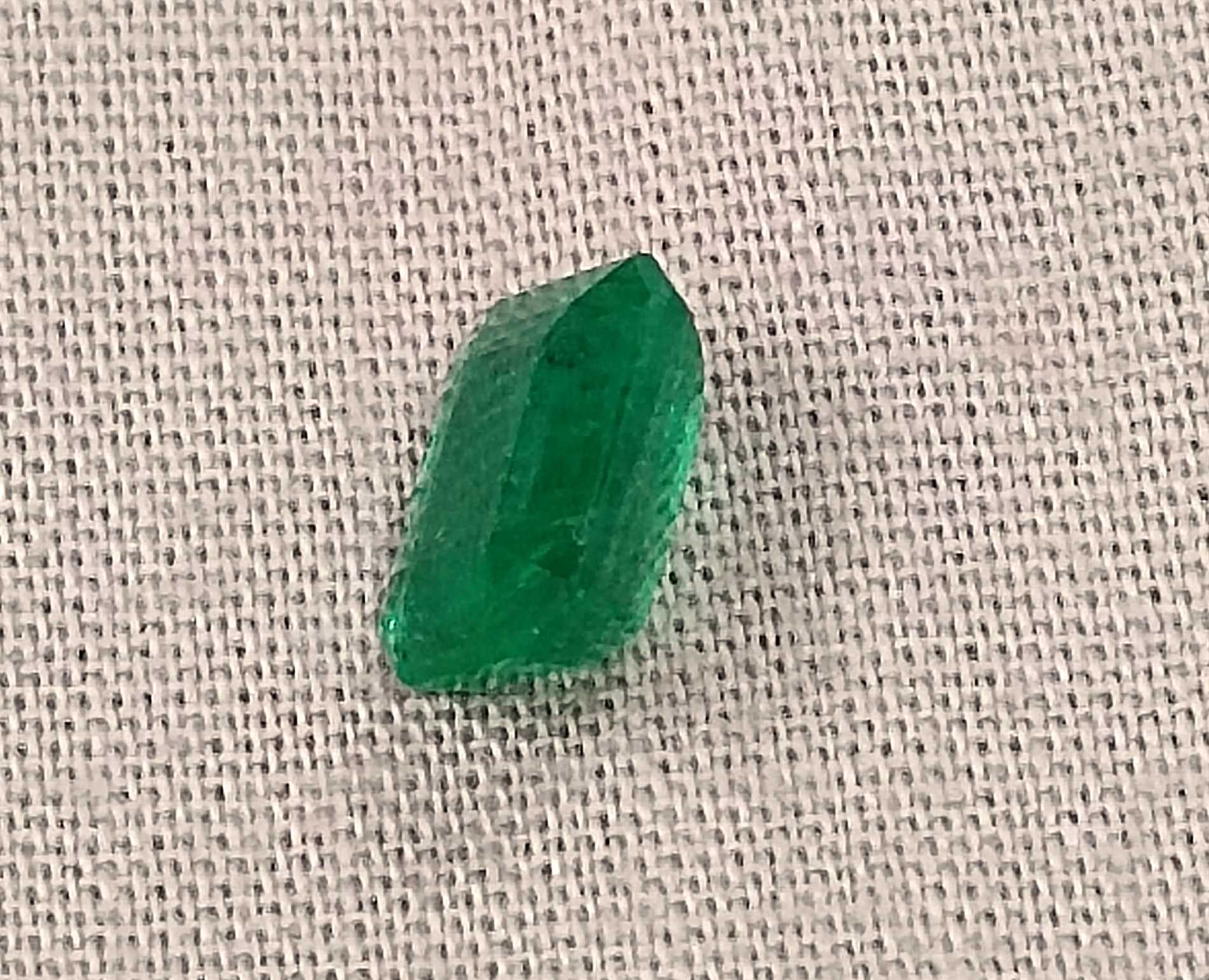 1.65ct Deep vivid green GSI certified Zambian emerald octagon cut 
