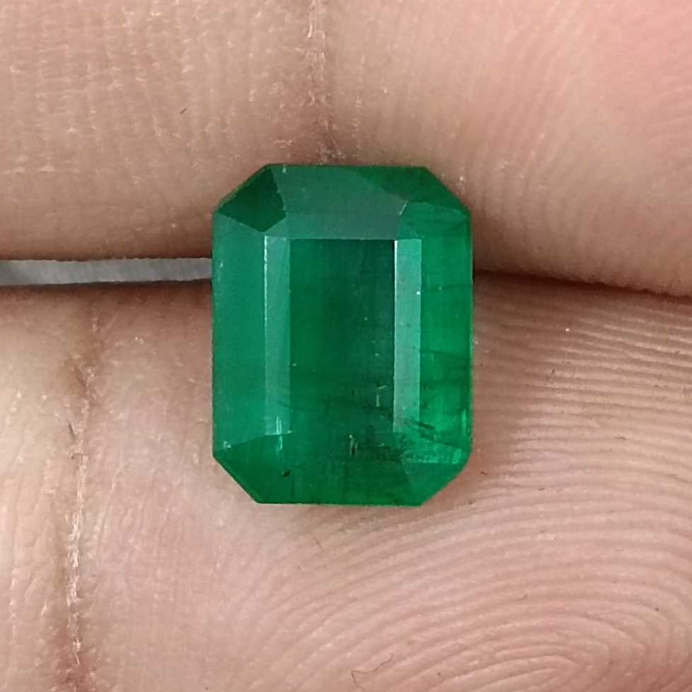 2.84ct GSI certified deep green octagon cut Zambian emerald /