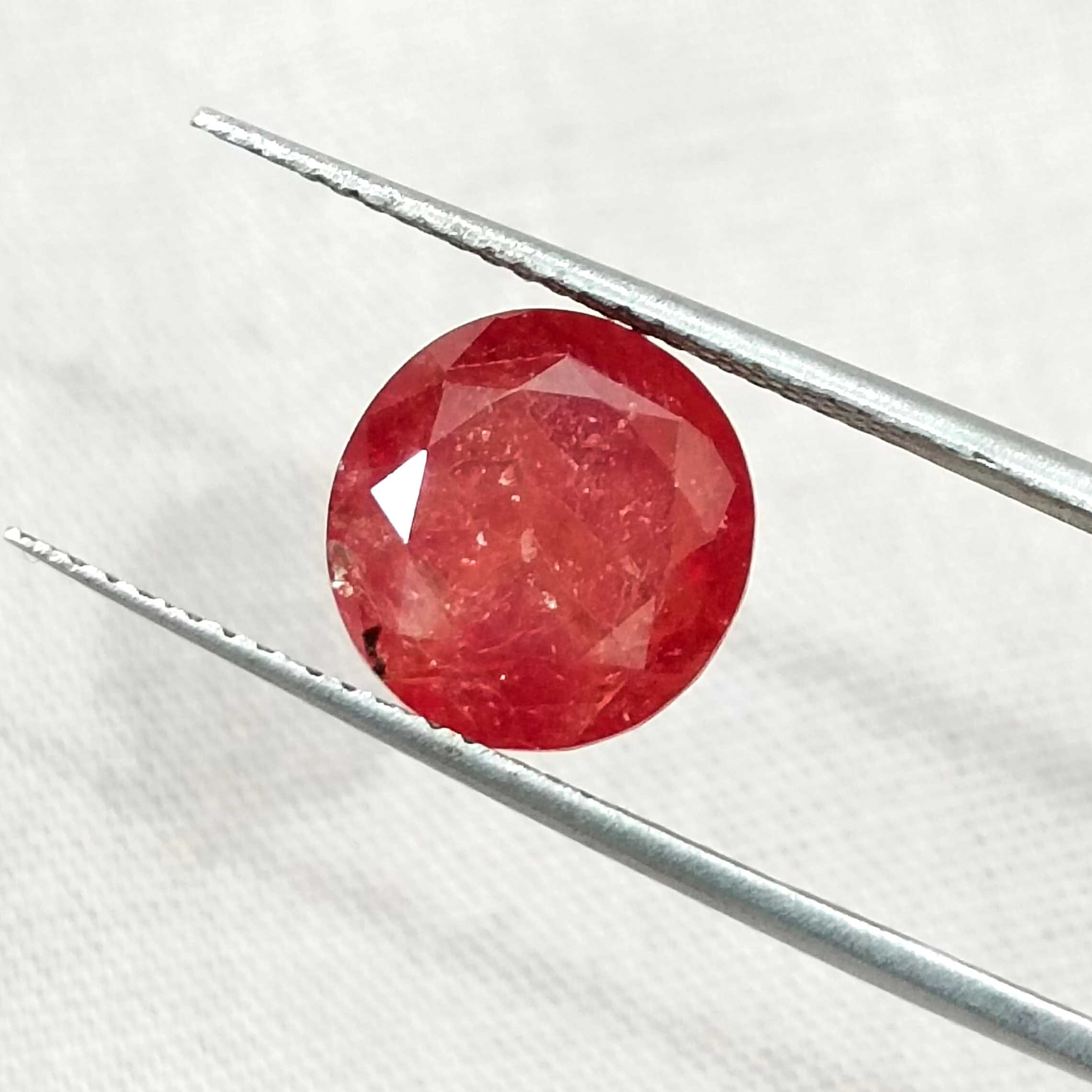 5.00ct Pigeon blood red Burmese ruby round cut untreated gemstone