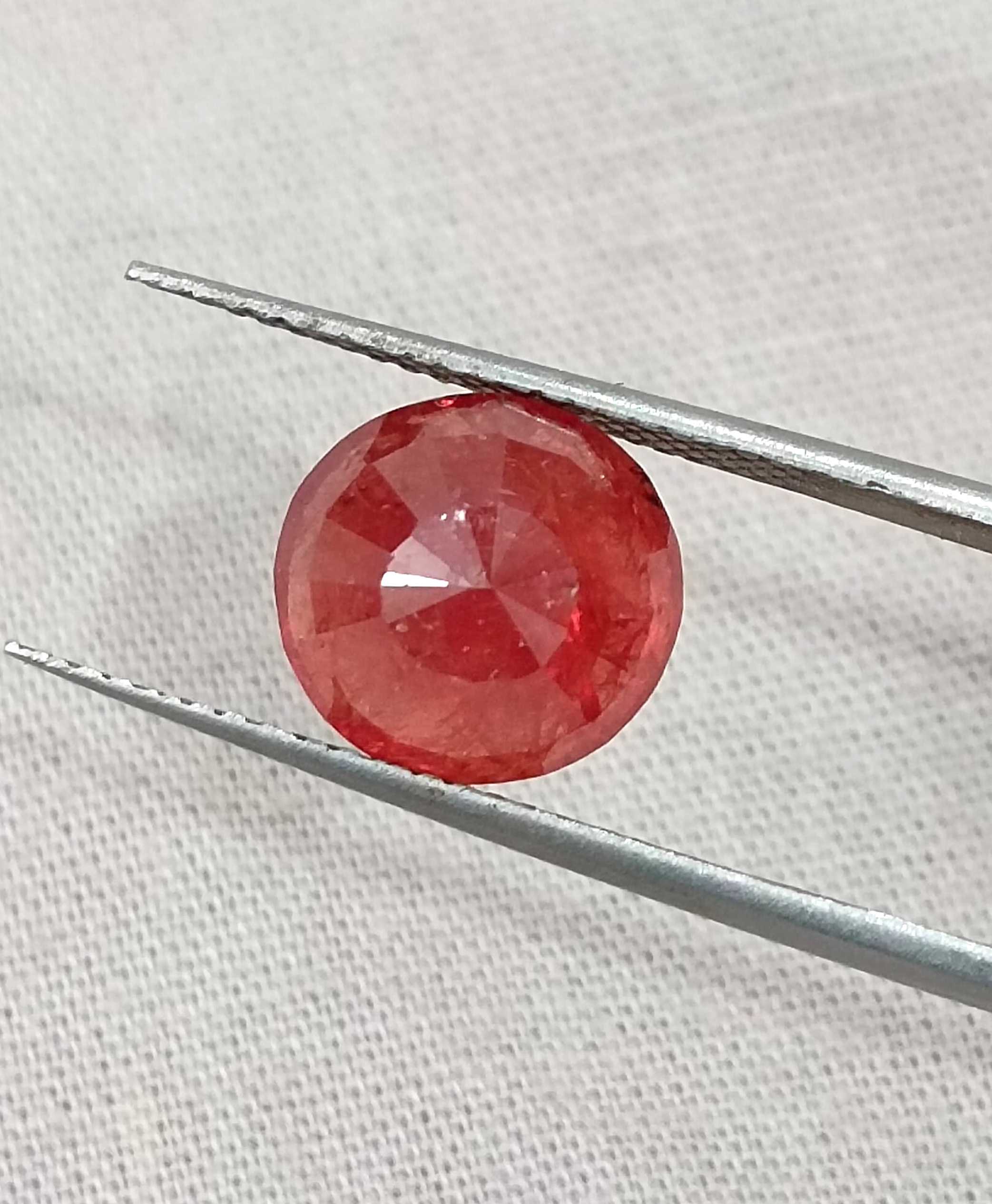 5.00ct Pigeon blood red Burmese ruby round cut untreated gemstone