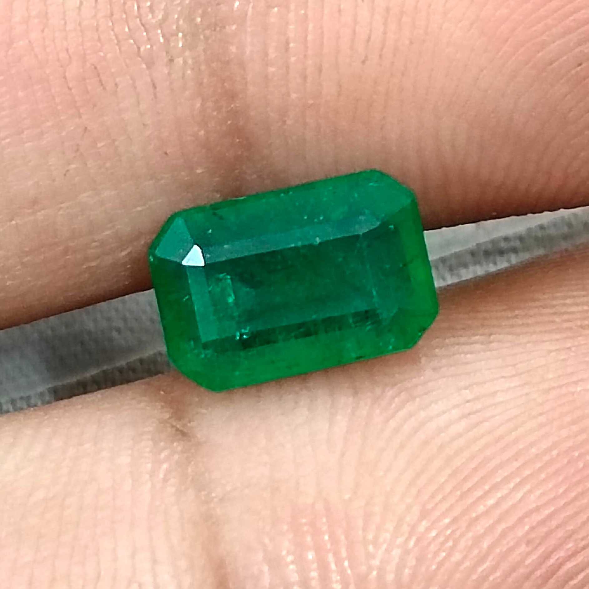 2.24ct Deep green Zambian emerald octagon cut certified natural gemstone /