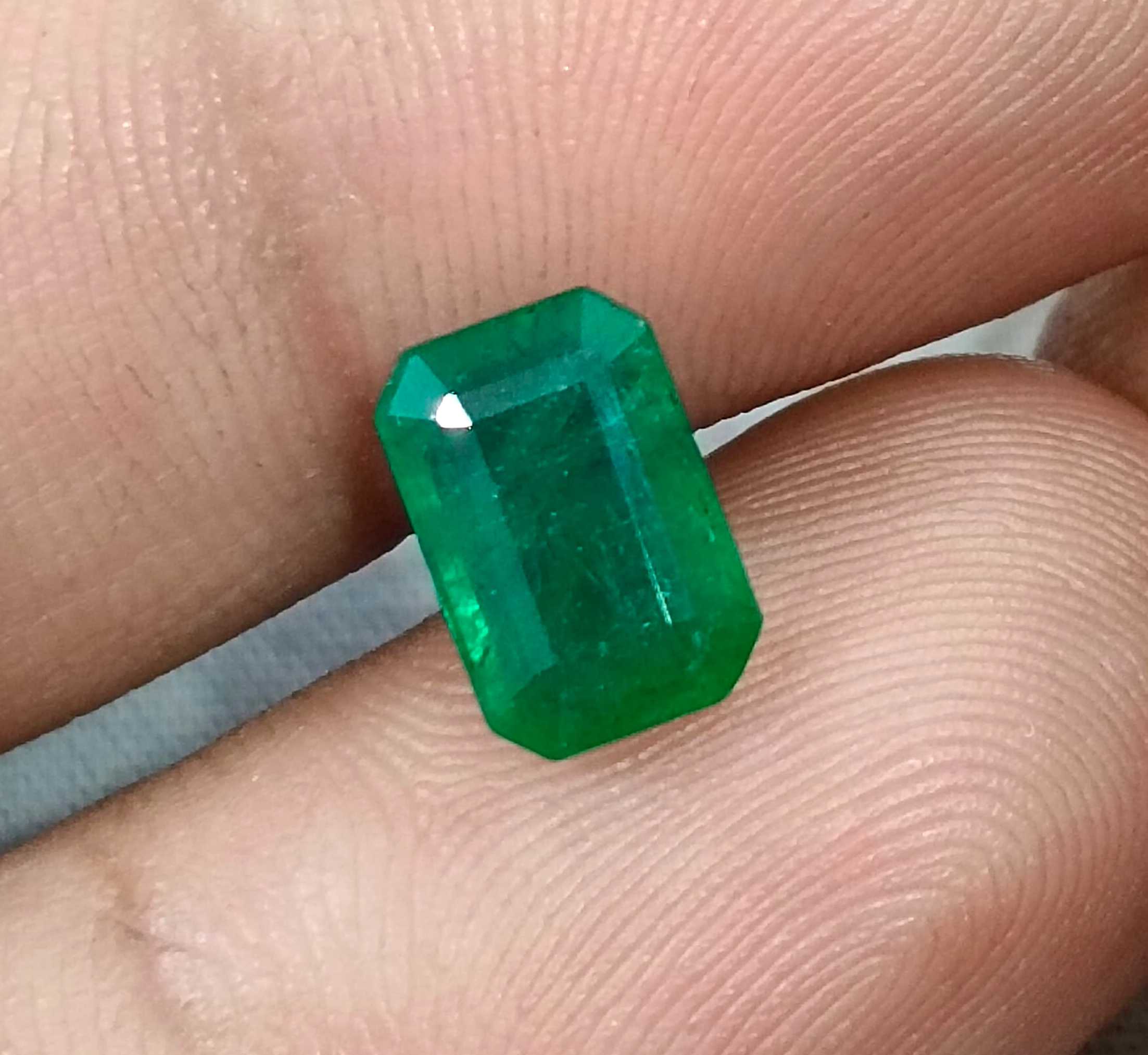 2.24ct Deep green Zambian emerald octagon cut certified natural gemstone 
