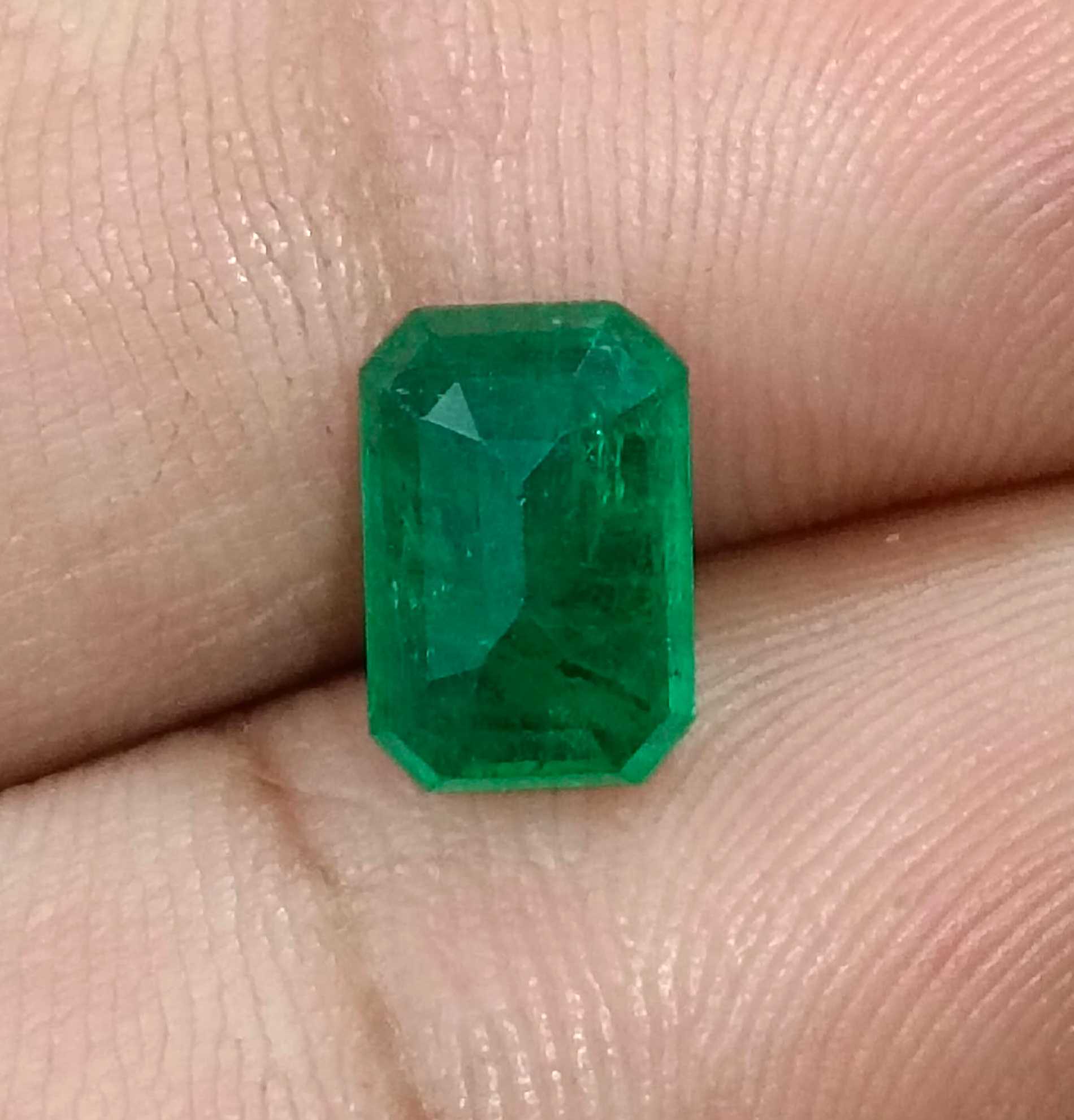 2.24ct Deep green Zambian emerald octagon cut certified natural gemstone 
