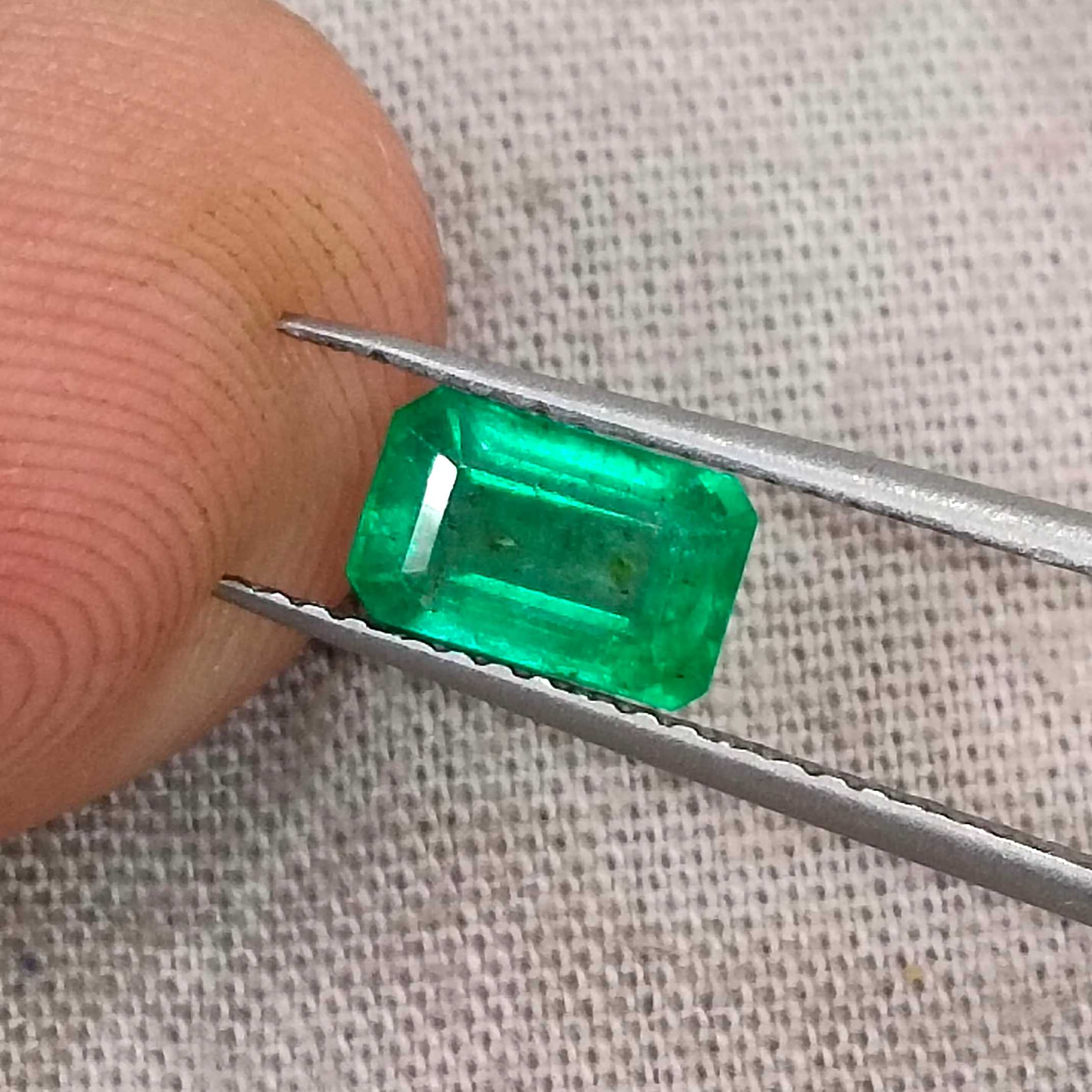 0.98ct GSI USA certified octagon cut vivid green Zambian emerald stone /