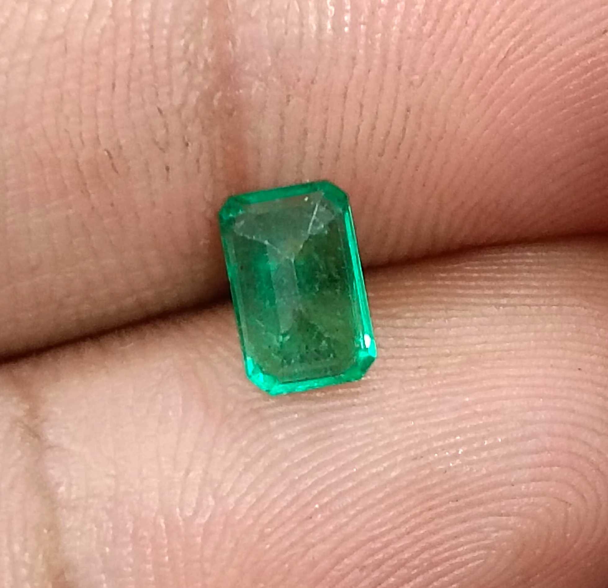 0.98ct GSI USA certified octagon cut vivid green Zambian emerald stone 