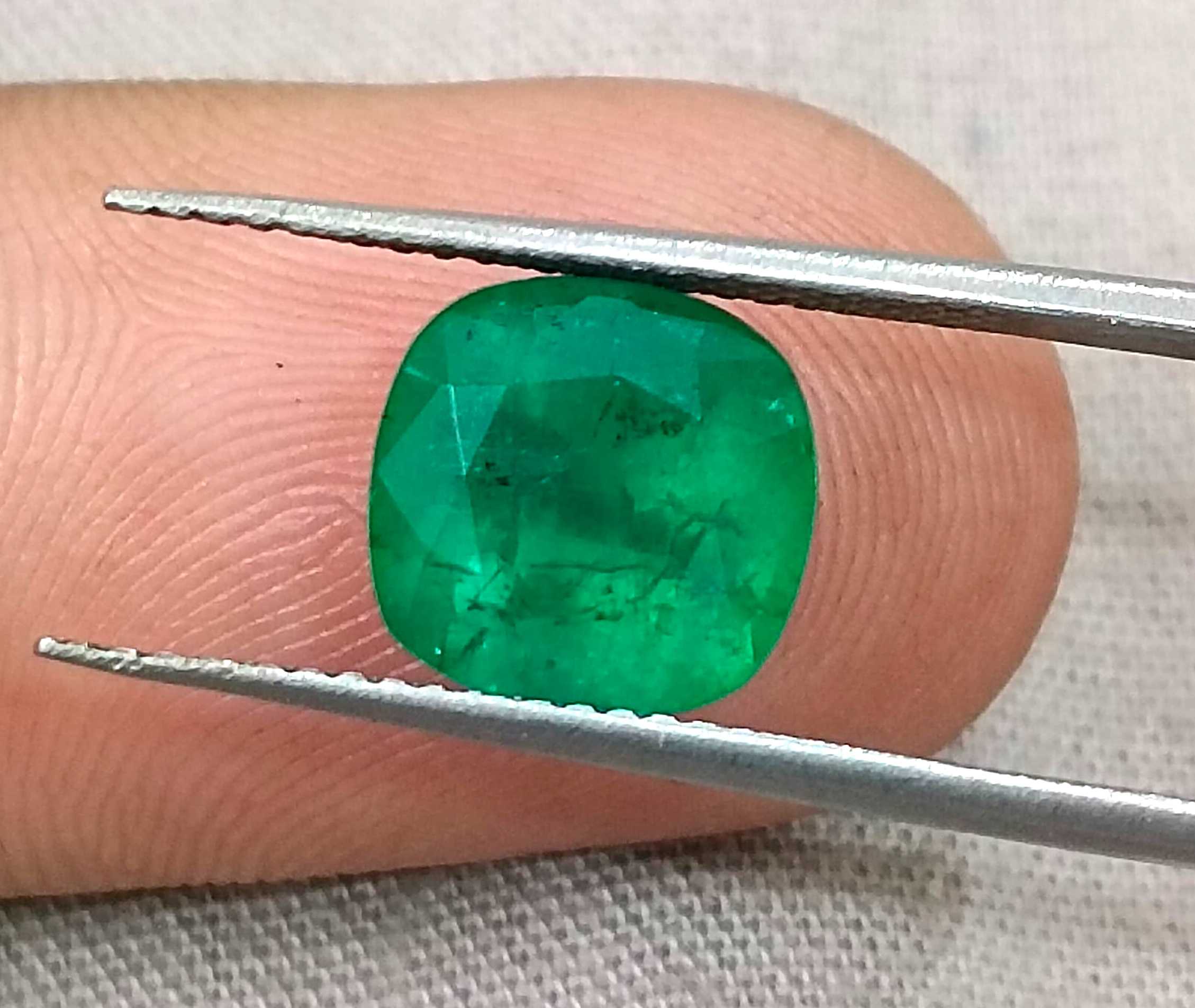 3.14ct Colombian emerald cushion cut deep pure velvet green certified 