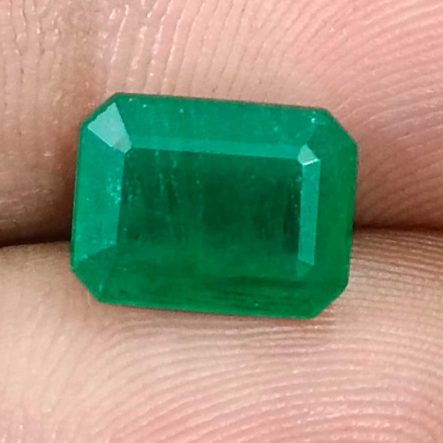 3.13ct GSI USA certified Zambian emerald octagon cut medium green stone