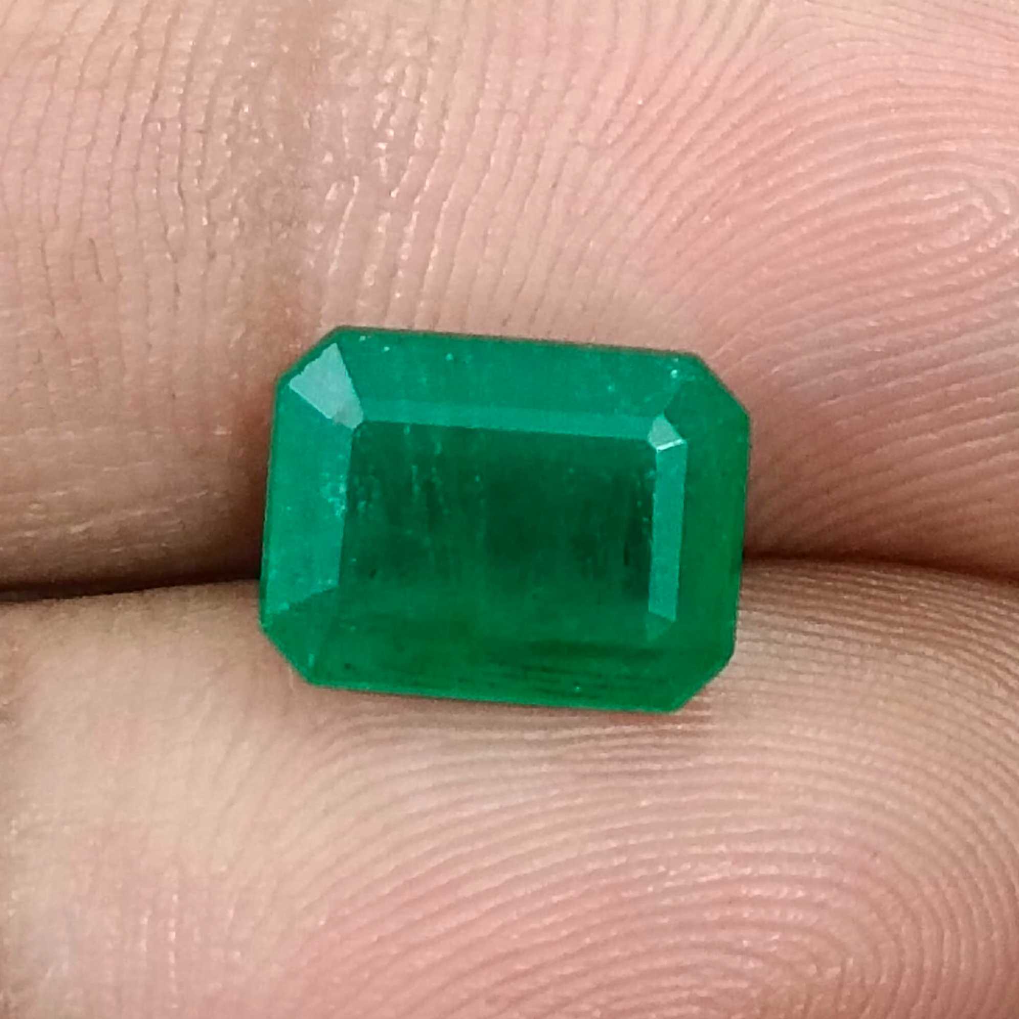 3.13ct GSI USA certified Zambian emerald octagon cut medium green stone