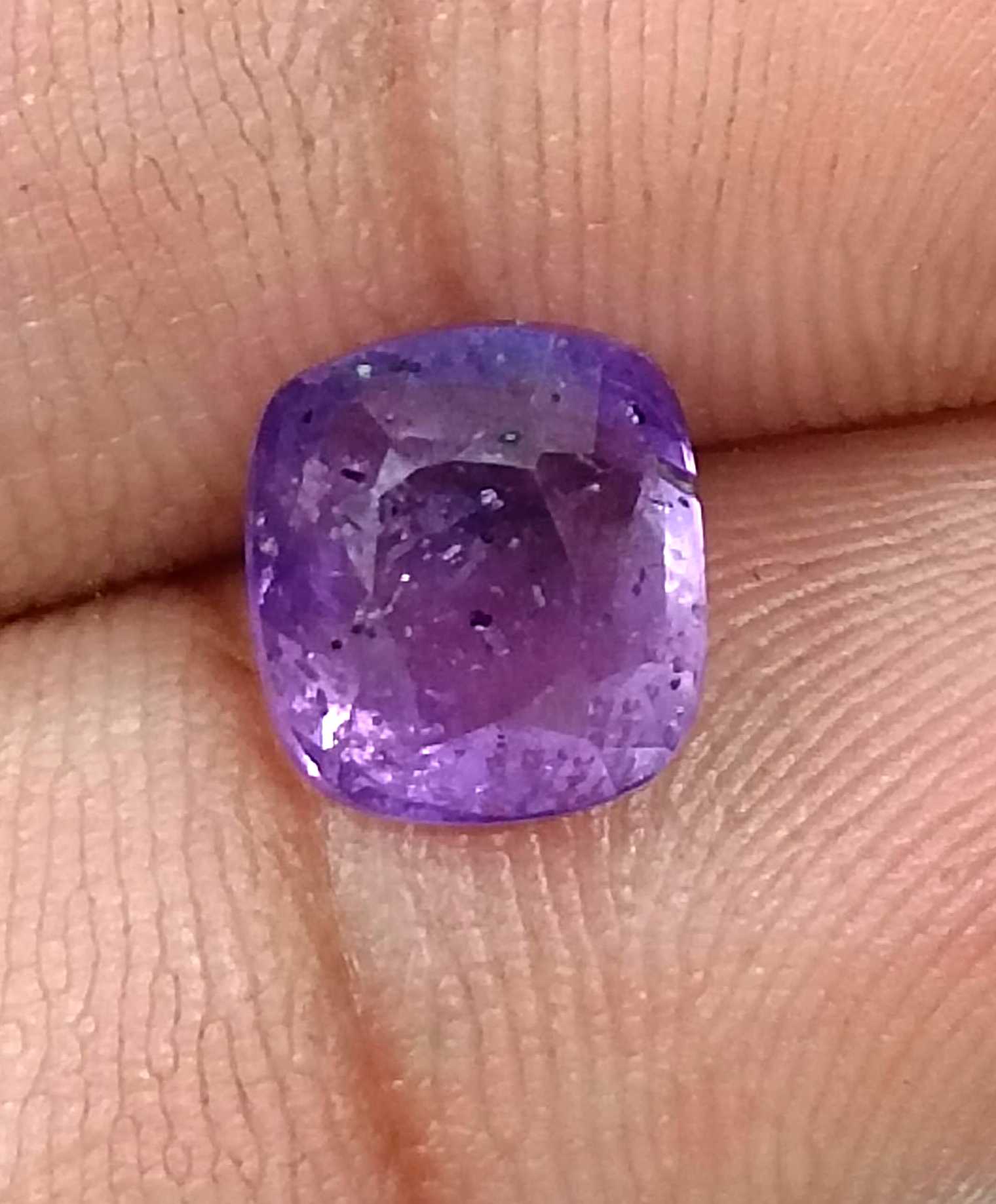 3.89ct GSI certified purple sapphire natural untreated cushion cut stone /