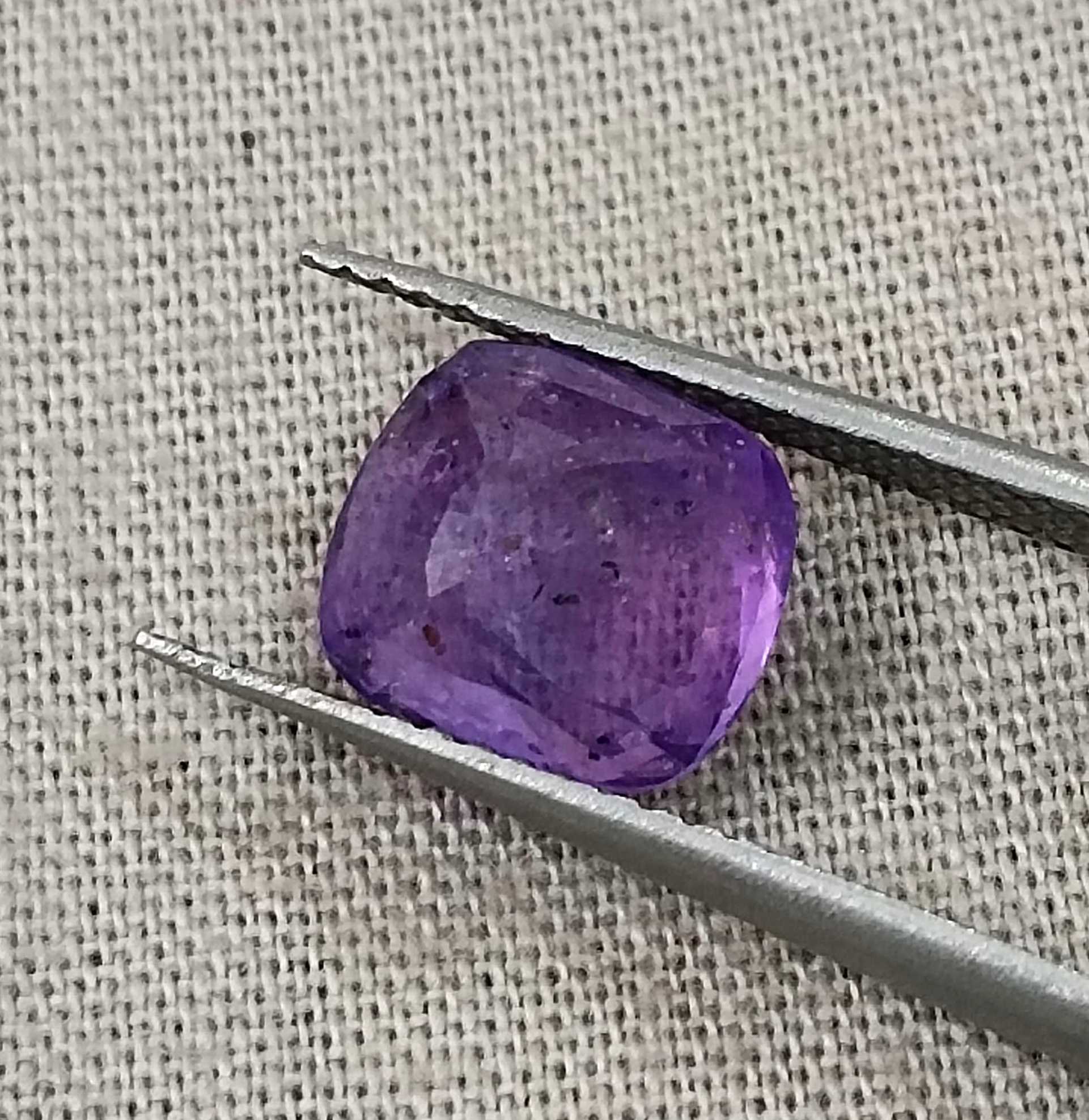 3.89ct GSI certified purple sapphire natural untreated cushion cut stone 