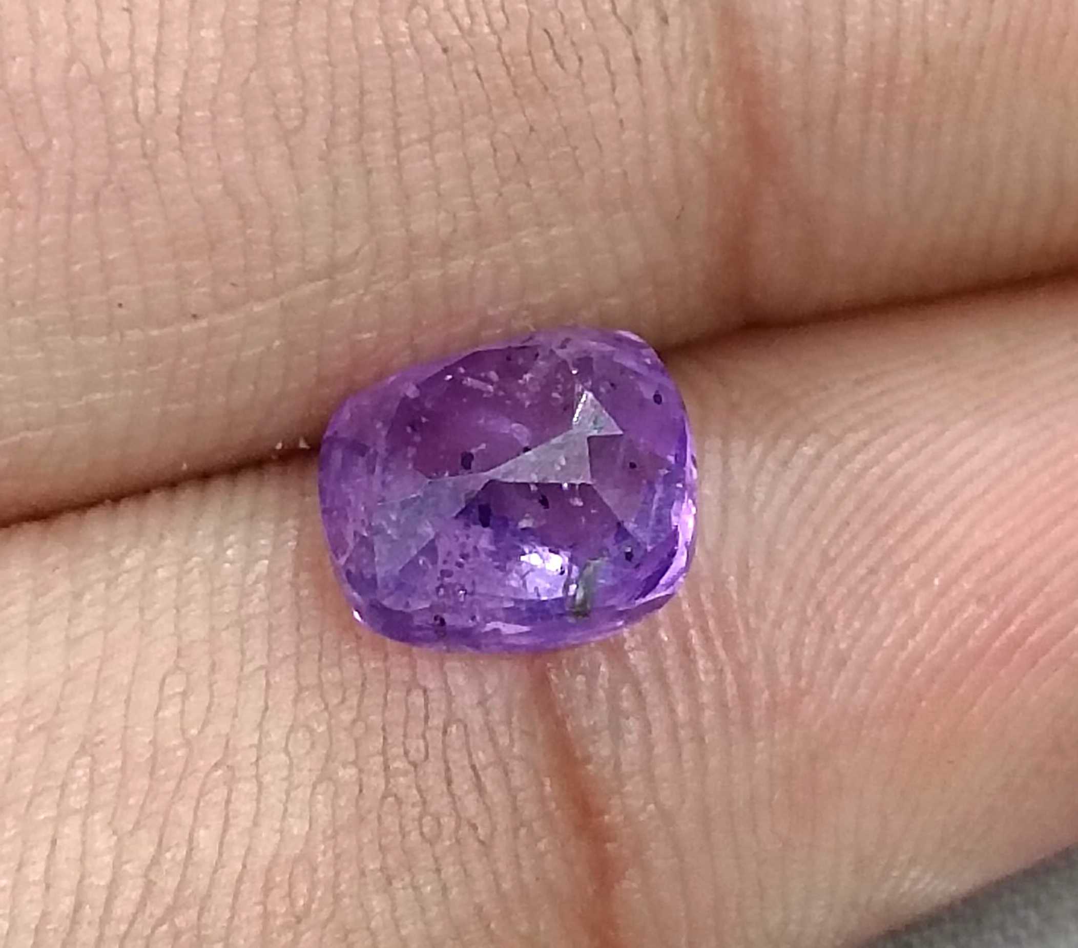 3.89ct GSI certified purple sapphire natural untreated cushion cut stone 