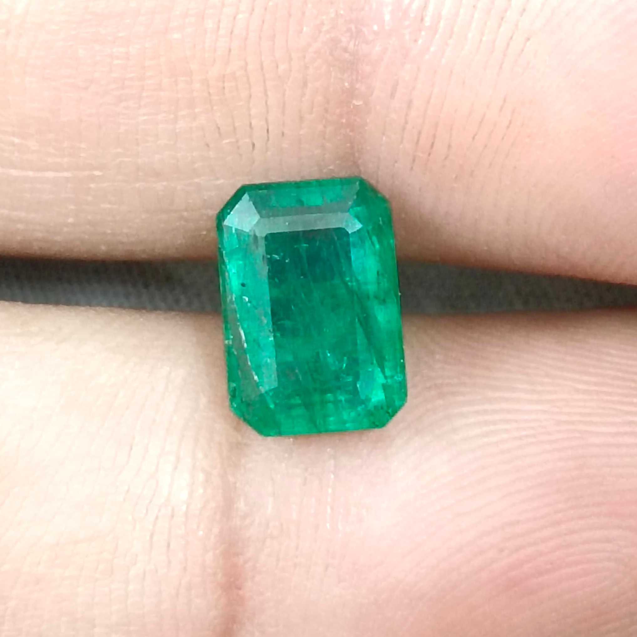 2.53ct Medium green natural Zambian emerald octagon cut gemstone/