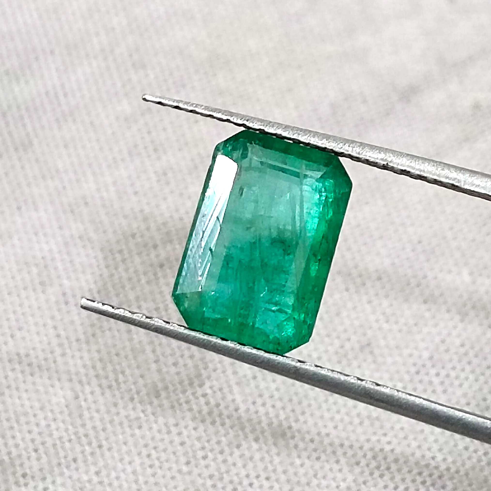2.53ct Medium green natural Zambian emerald octagon cut gemstone