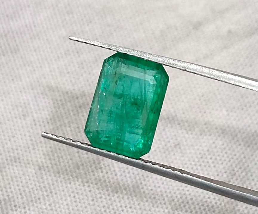 2.53ct Medium green natural Zambian emerald octagon cut gemstone