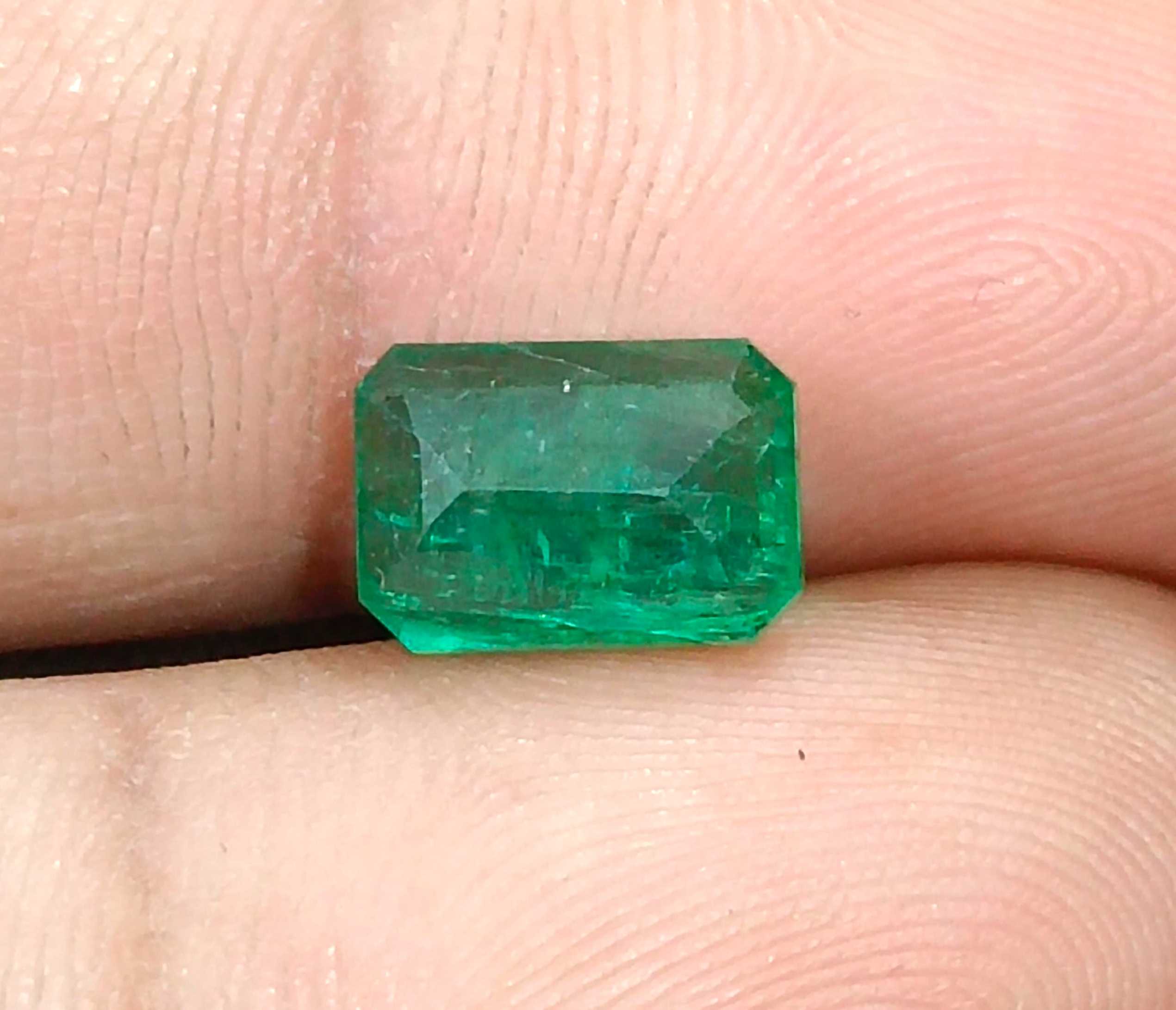 2.53ct Medium green natural Zambian emerald octagon cut gemstone