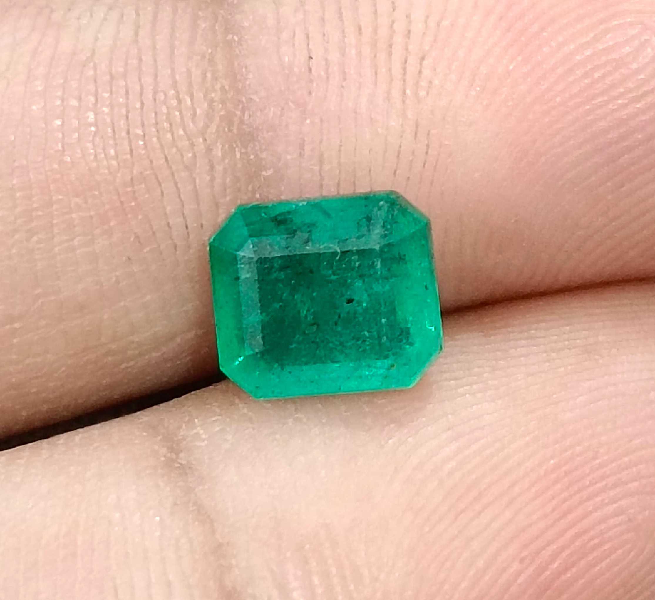 2.11ct Medium light green octagon cut Zambian emerald stone 