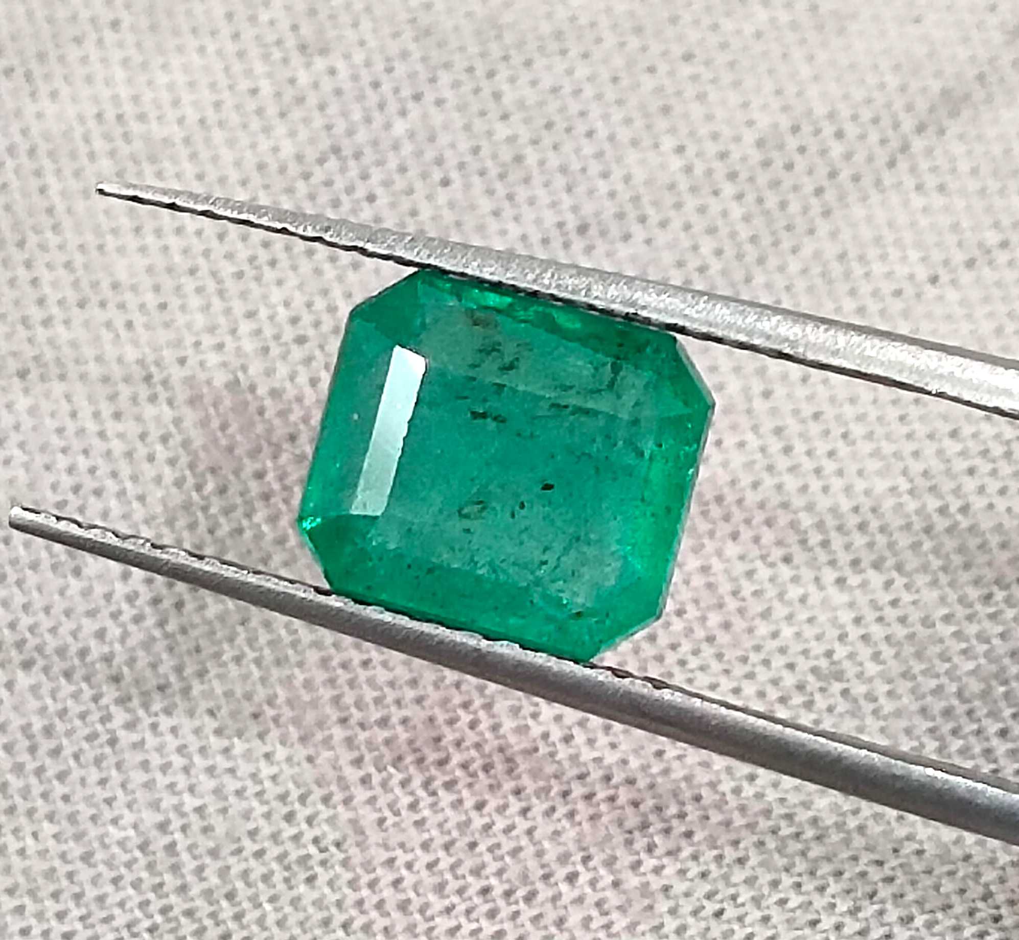 2.11ct Medium light green octagon cut Zambian emerald stone 