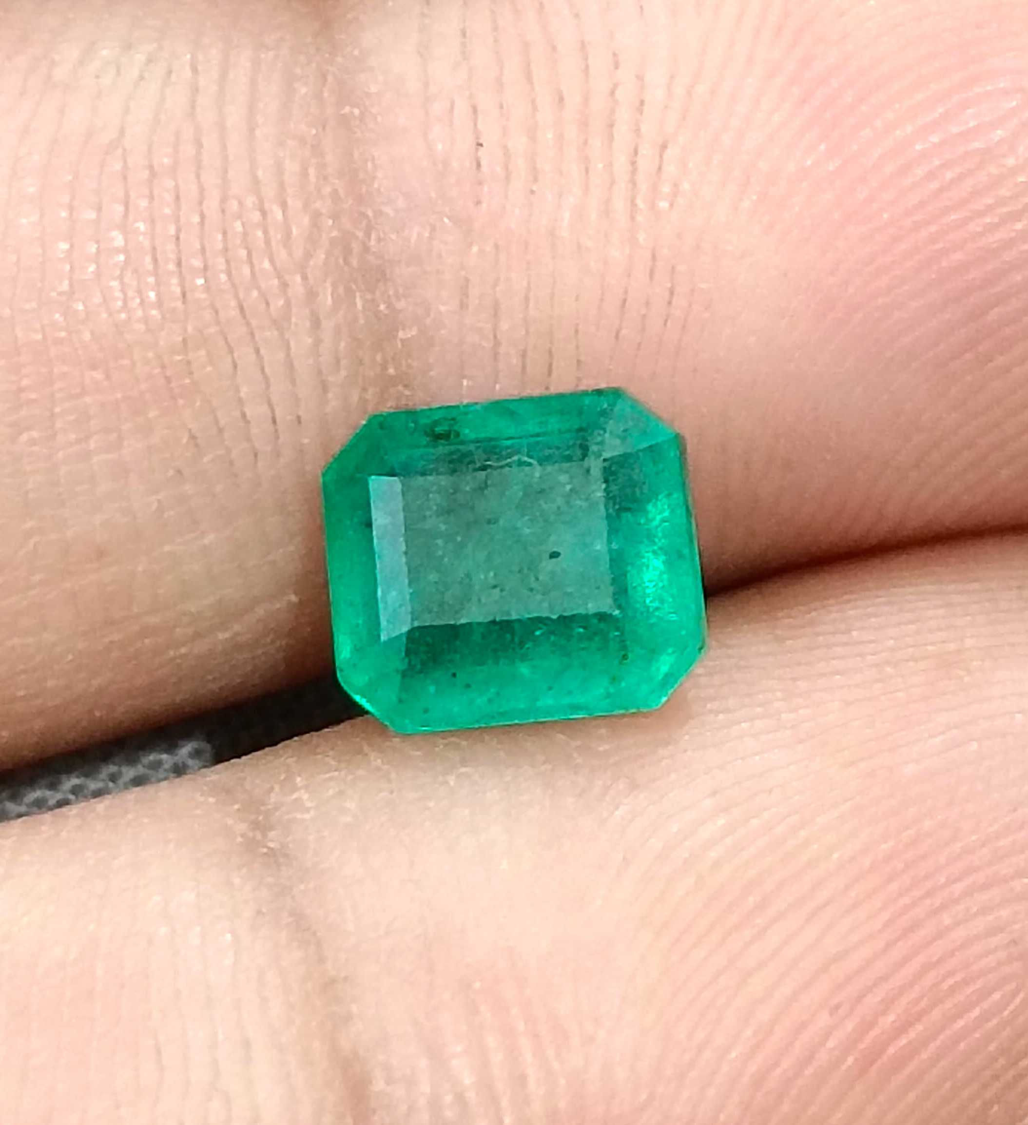 2.11ct Medium light green octagon cut Zambian emerald stone 