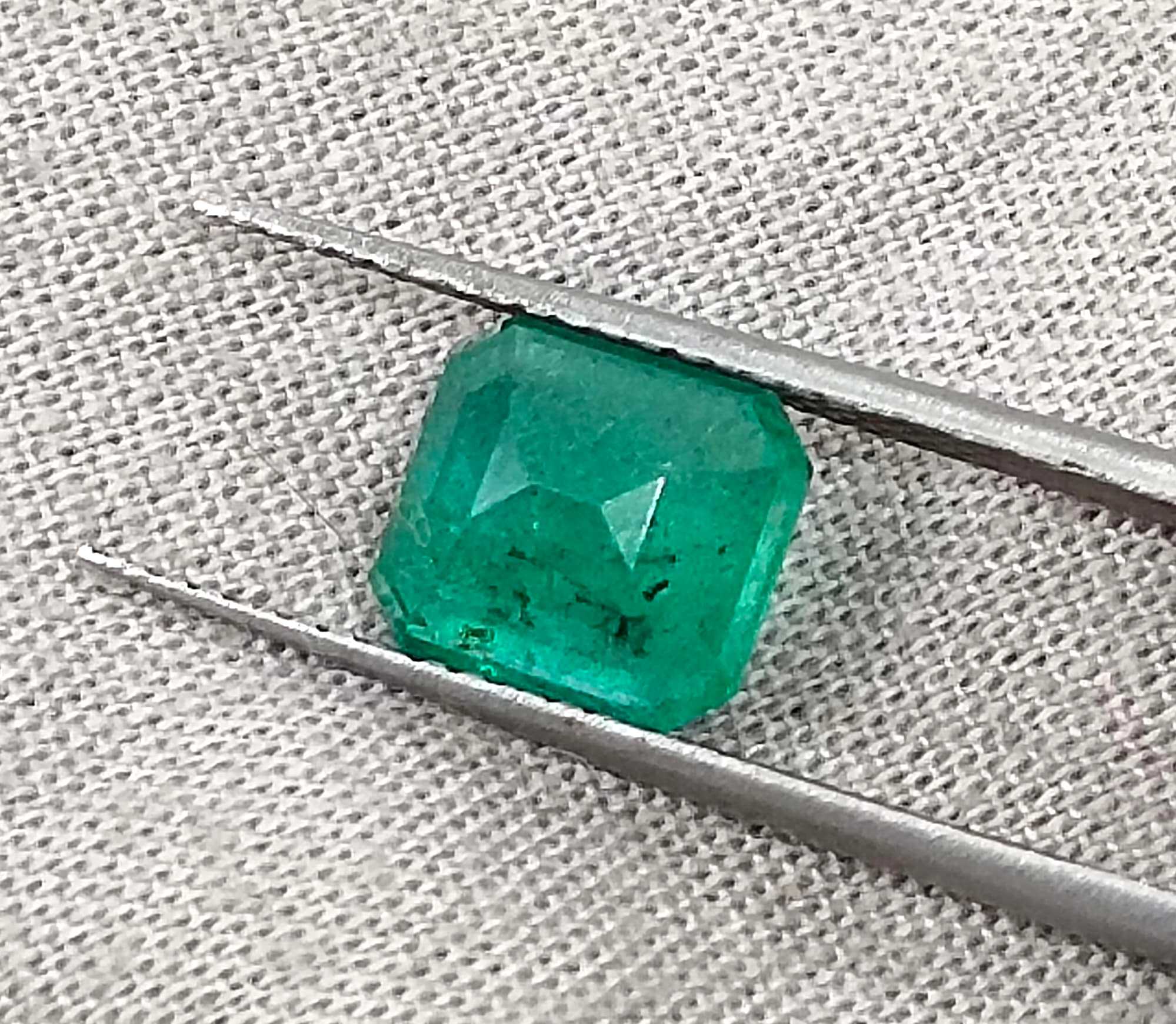 2.11ct Medium light green octagon cut Zambian emerald stone 