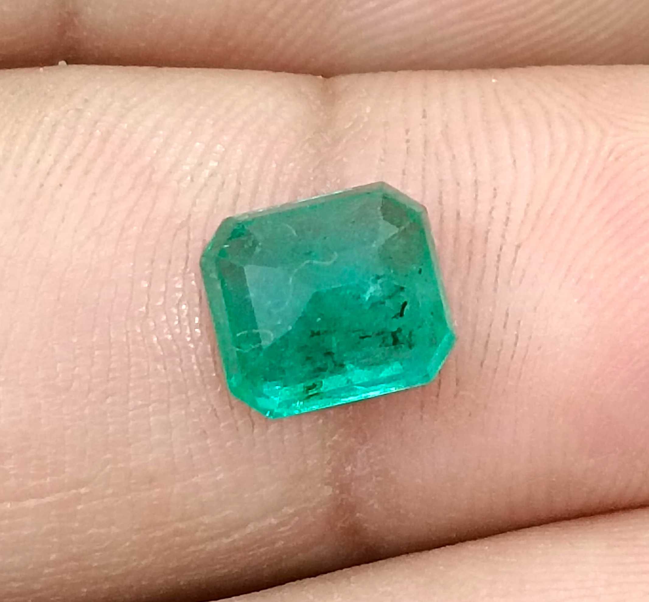 2.11ct Medium light green octagon cut Zambian emerald stone 