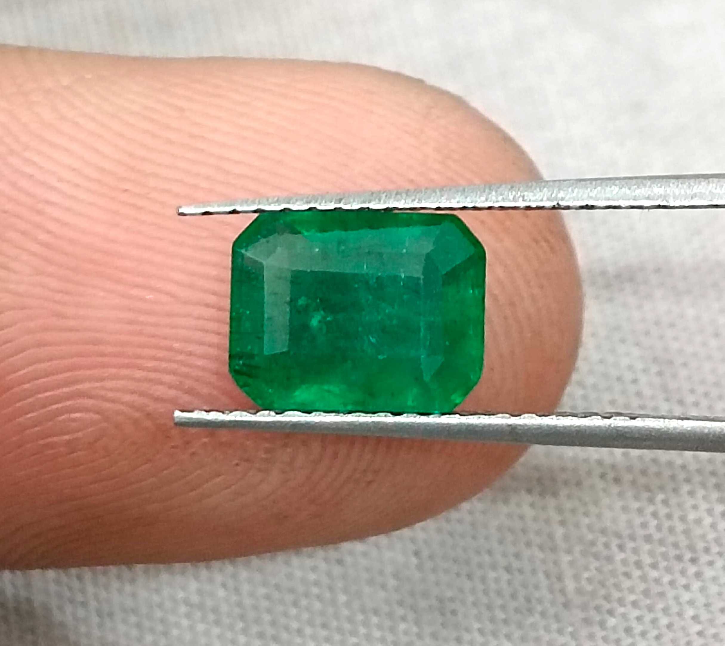 1.44ct GSI certified deep green octagon cut Zambian emerald stone 