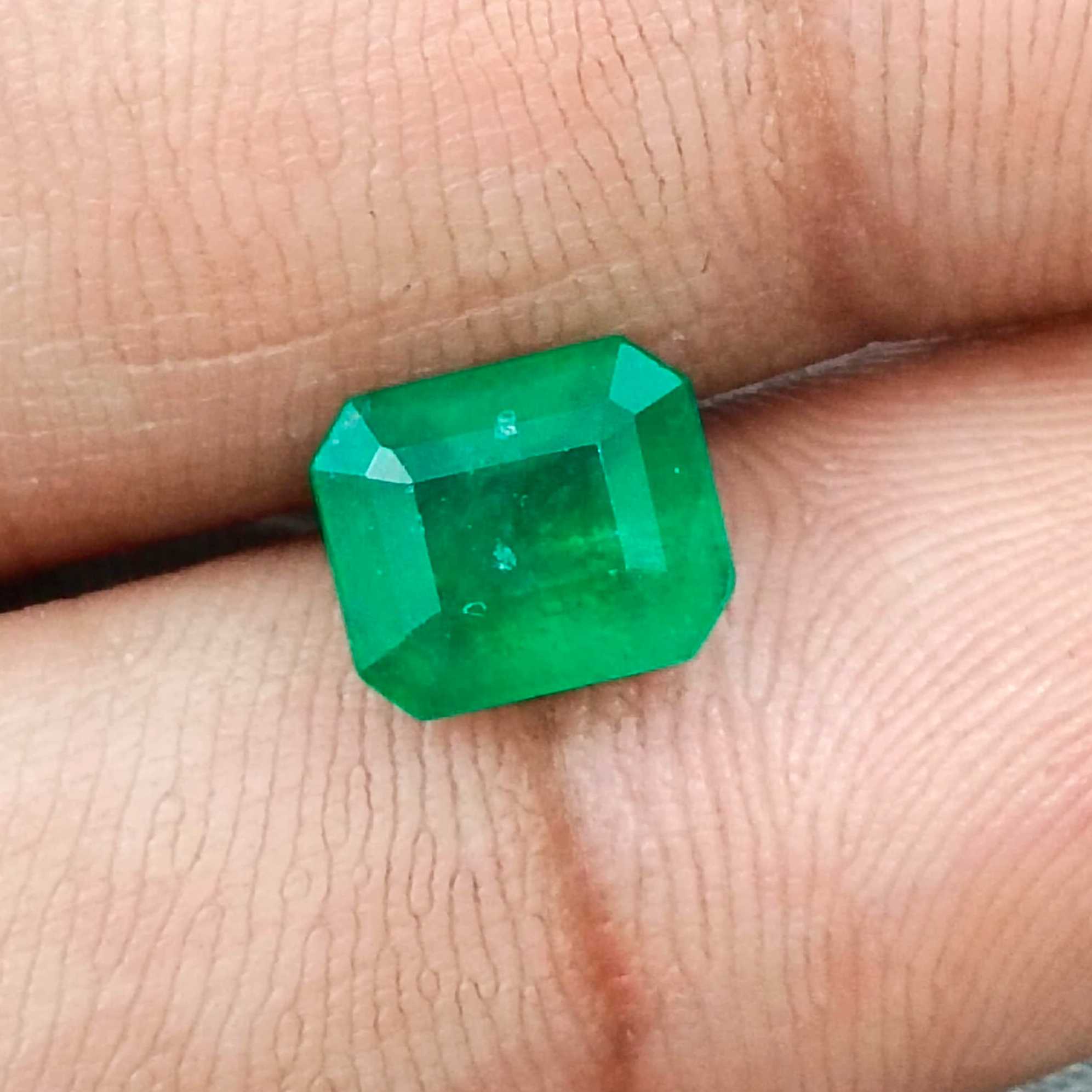 1.85ct GSI certified Swat emerald velvet green octagon cut gemstone /