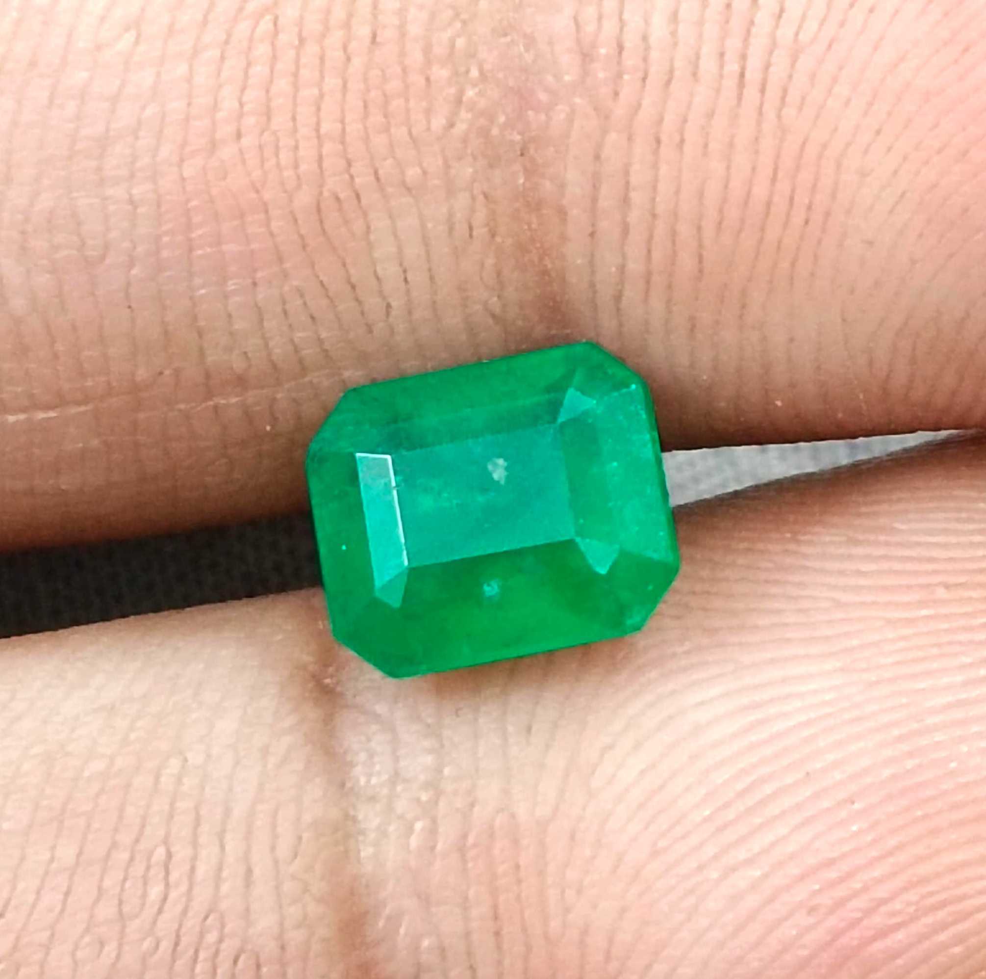 1.85ct GSI certified Swat emerald velvet green octagon cut gemstone 